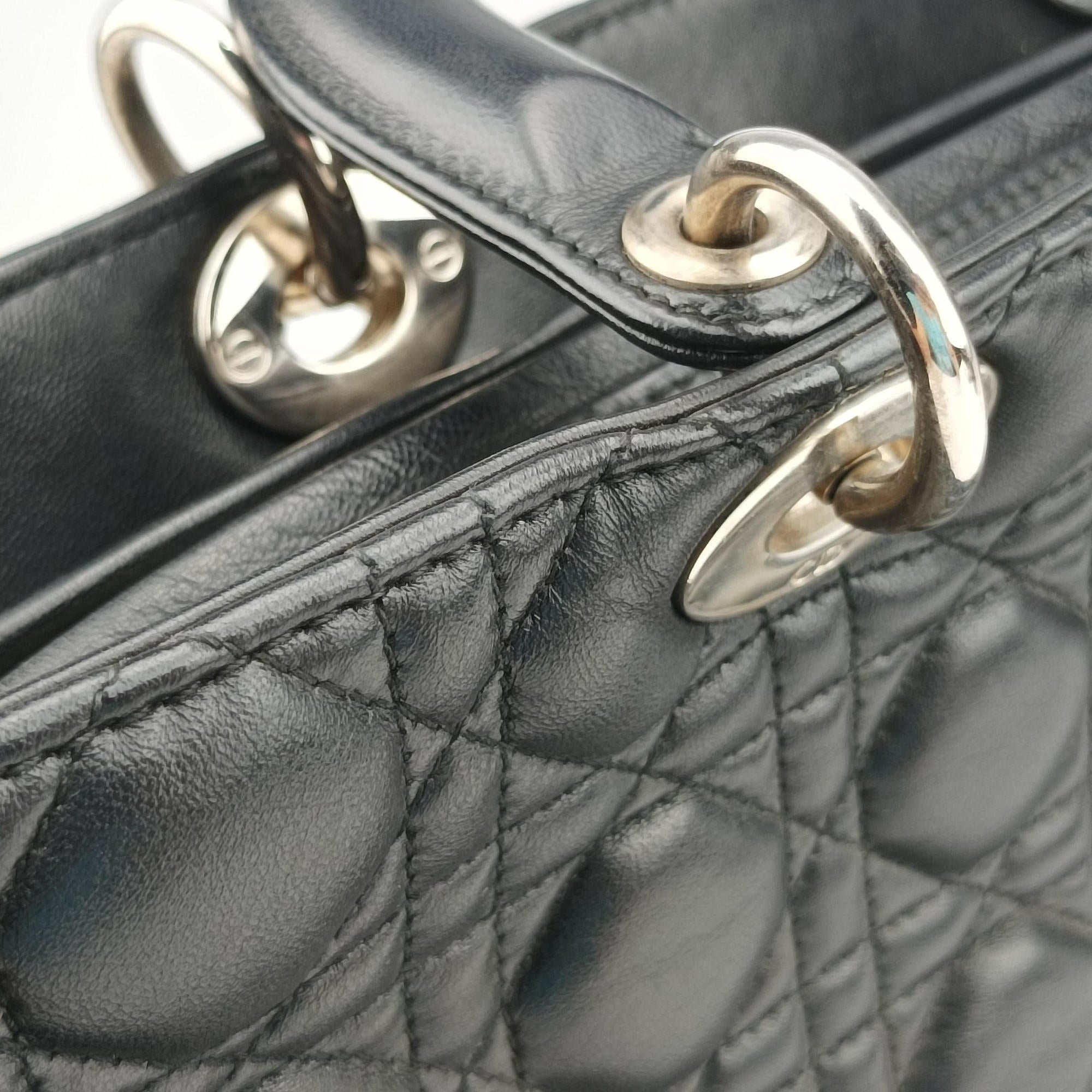 Lady Dior Black lambskin 08-MA-0132レディディオール ブラック ラムスキン 08-MA-0132