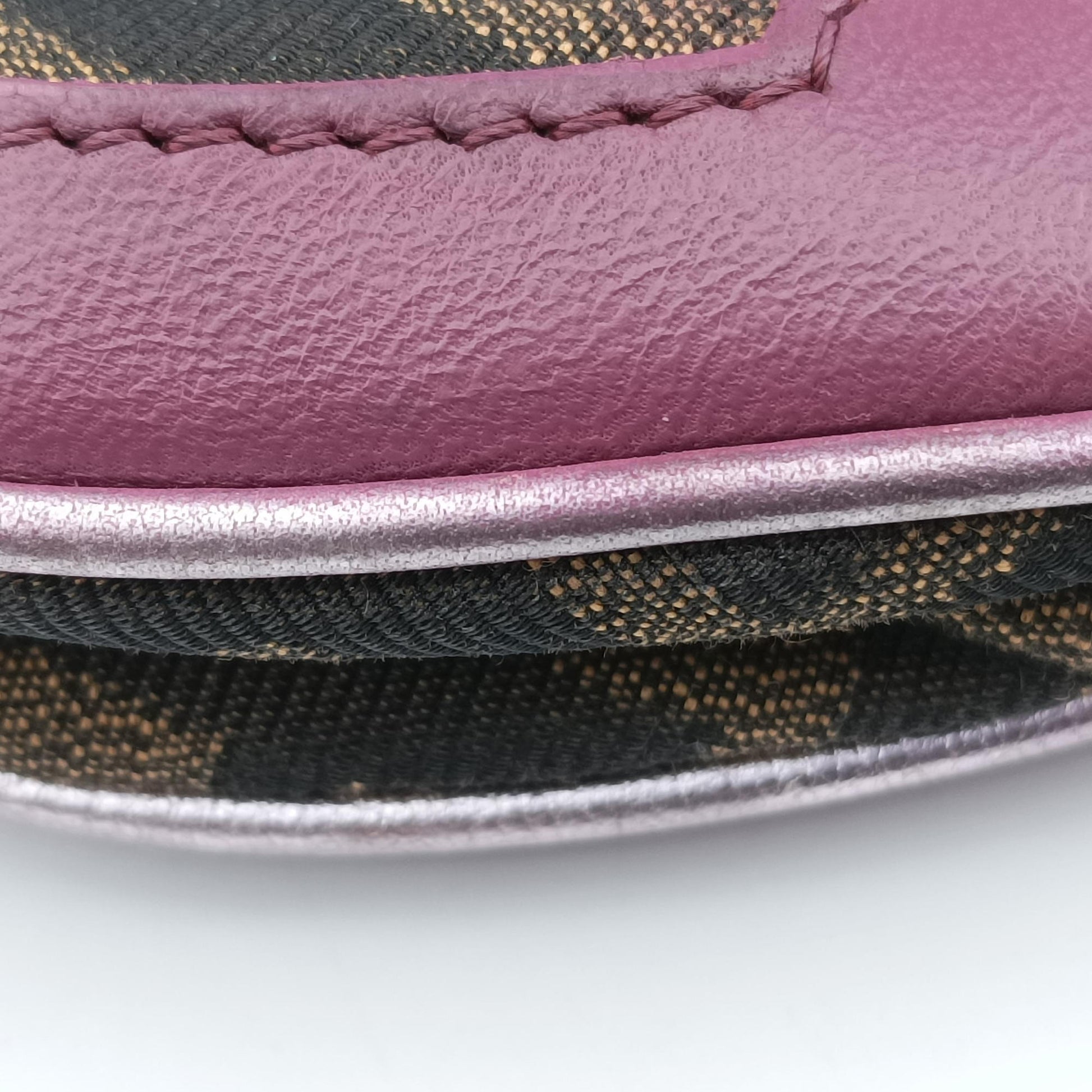 Zucca Vanity Mirror beige×Brown×purple canvas×leather 8BN133 2370-8BN133-MN5-049ズッカ バニティミラー ベージュ×ブラウン×パープル キャンバス×レザー 8BN133 2370-8BN133-MN5-049