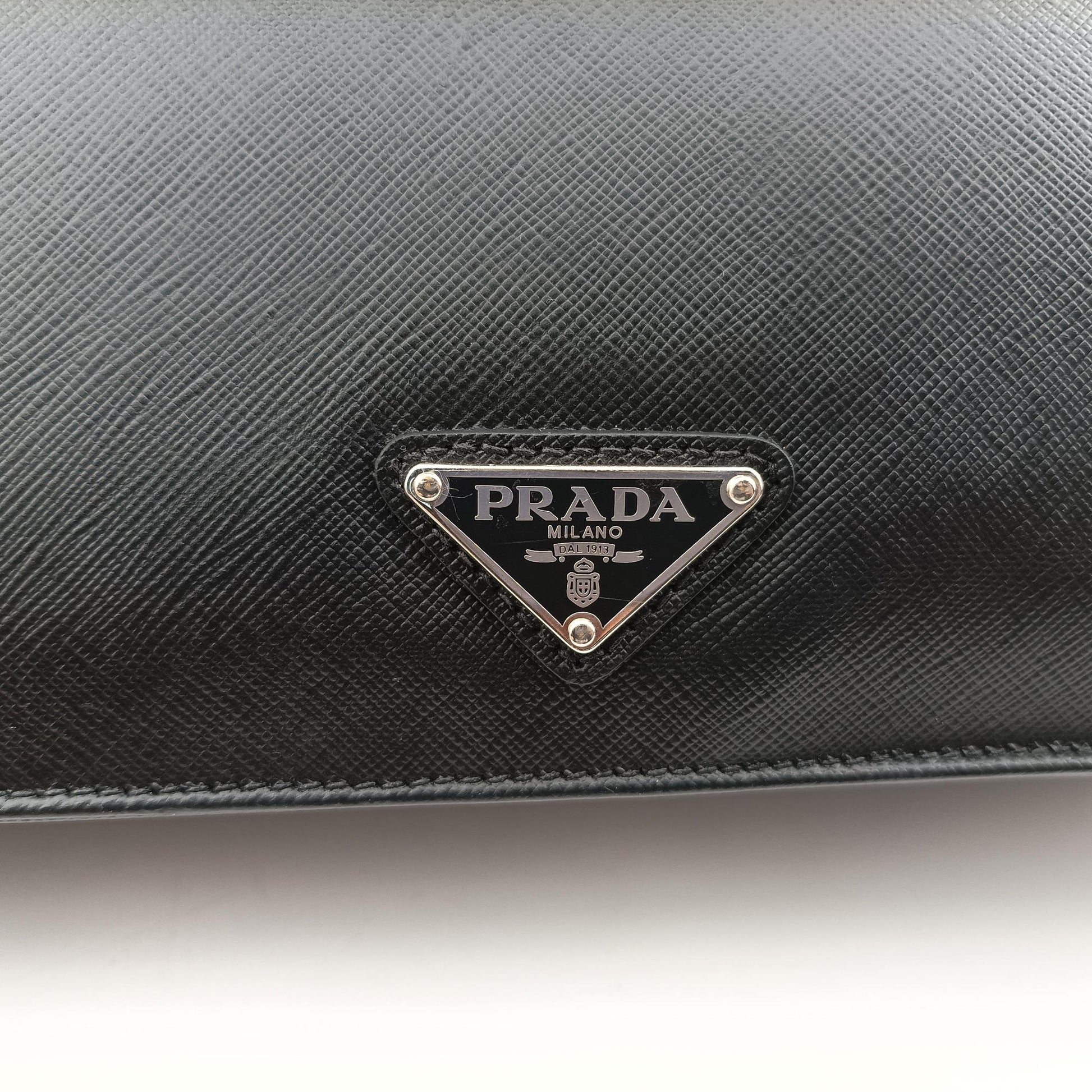 Triangle Logo Plate Black Saffiano Leather 31/X 173三角 ロゴ プレート ブラック サフィアーノレザー 31/X 173