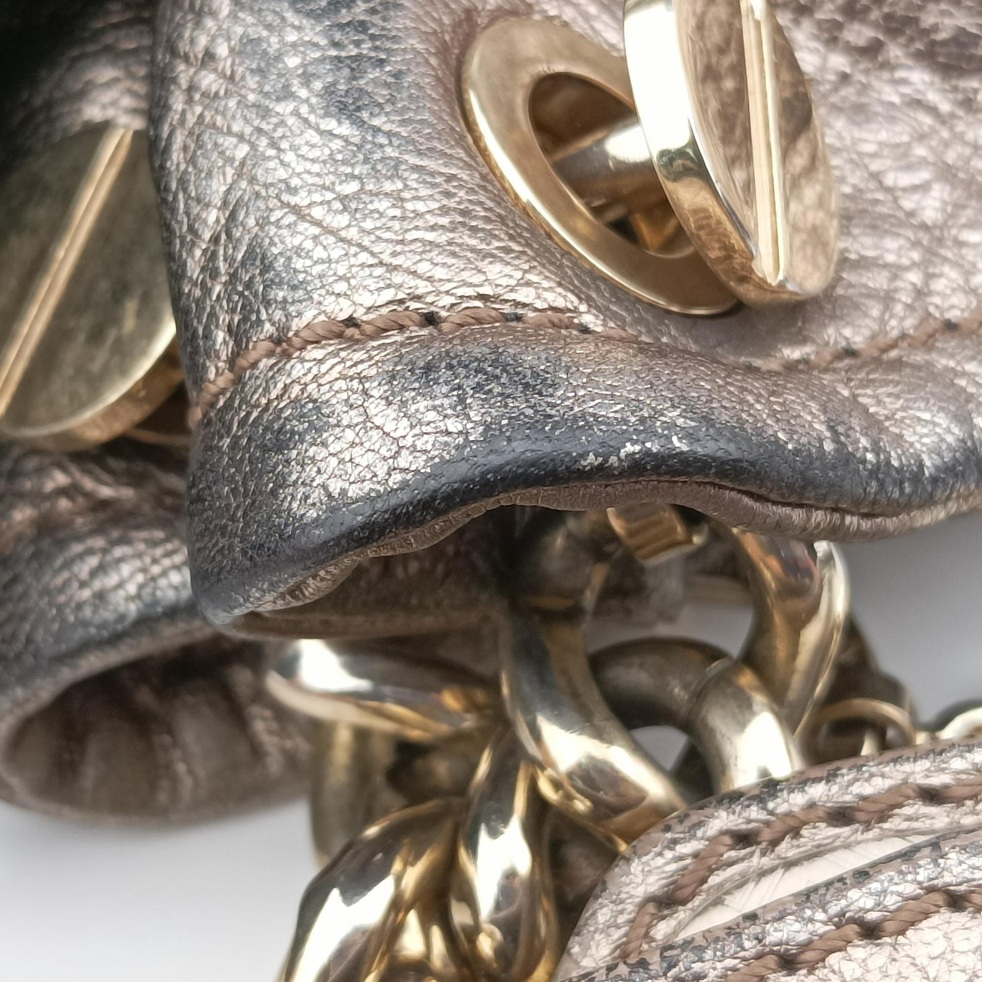 Metallic Hobo Gold Patent×Leather メタリック ホーボー ゴールド パテントxレザー 