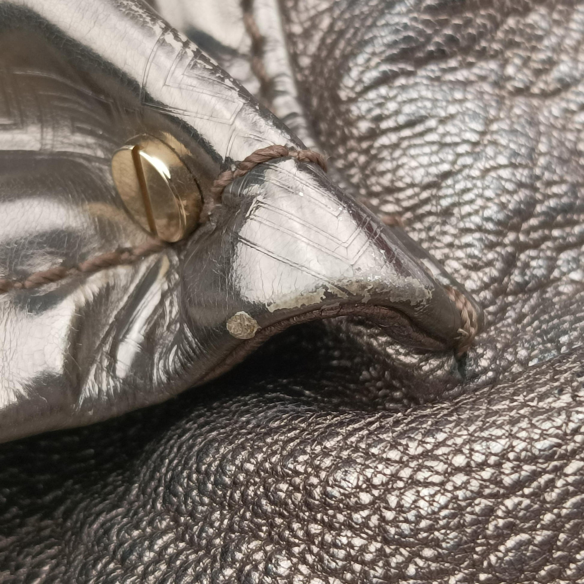 Metallic Hobo Gold Patent×Leather メタリック ホーボー ゴールド パテントxレザー 