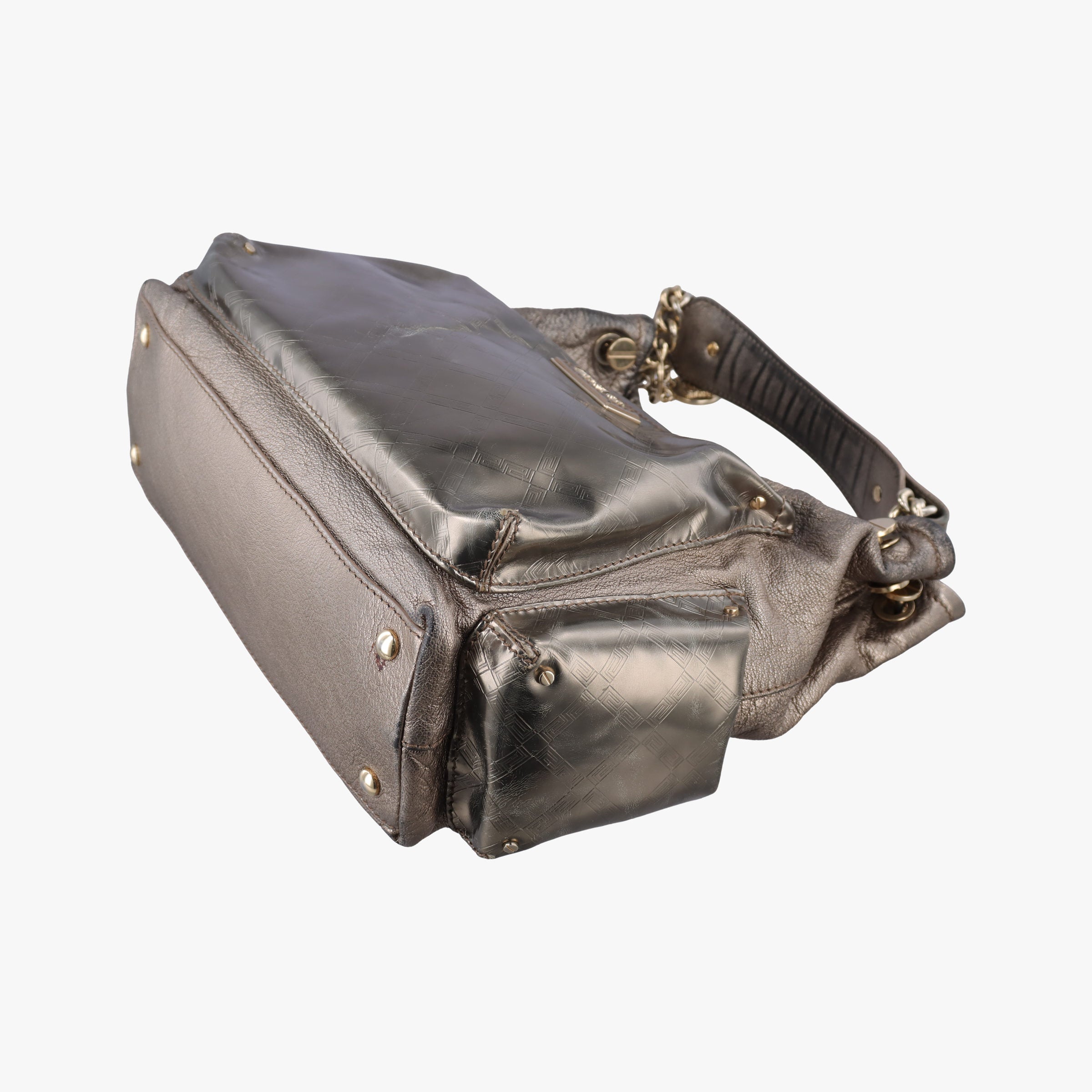 Metallic Hobo Gold Patent×Leather メタリック ホーボー ゴールド パテントxレザー 