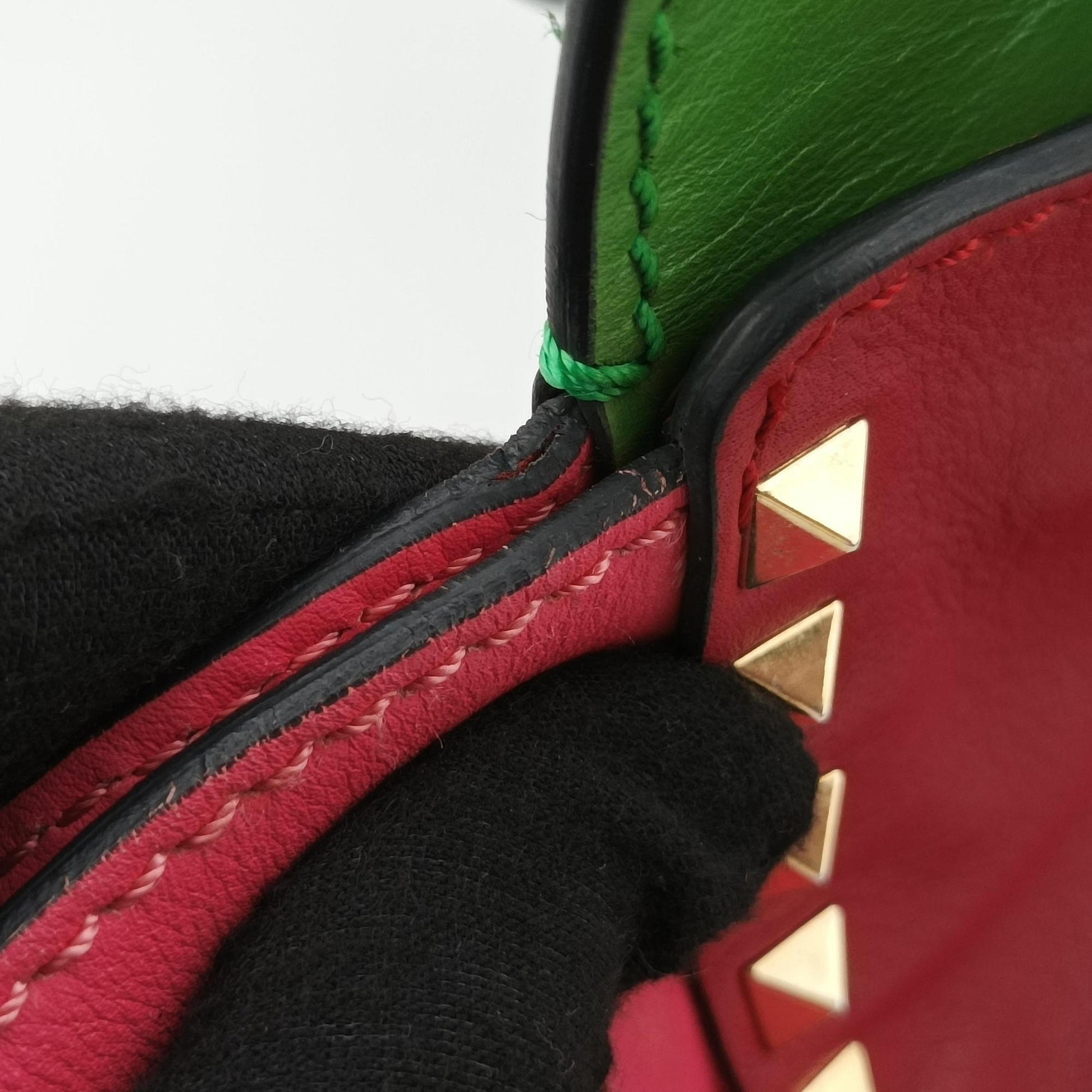 Rockstud Red×Green×Pink Leather Lot number unknownロックスタッズ レッド×グリーン×ピンク レザー 製番不明