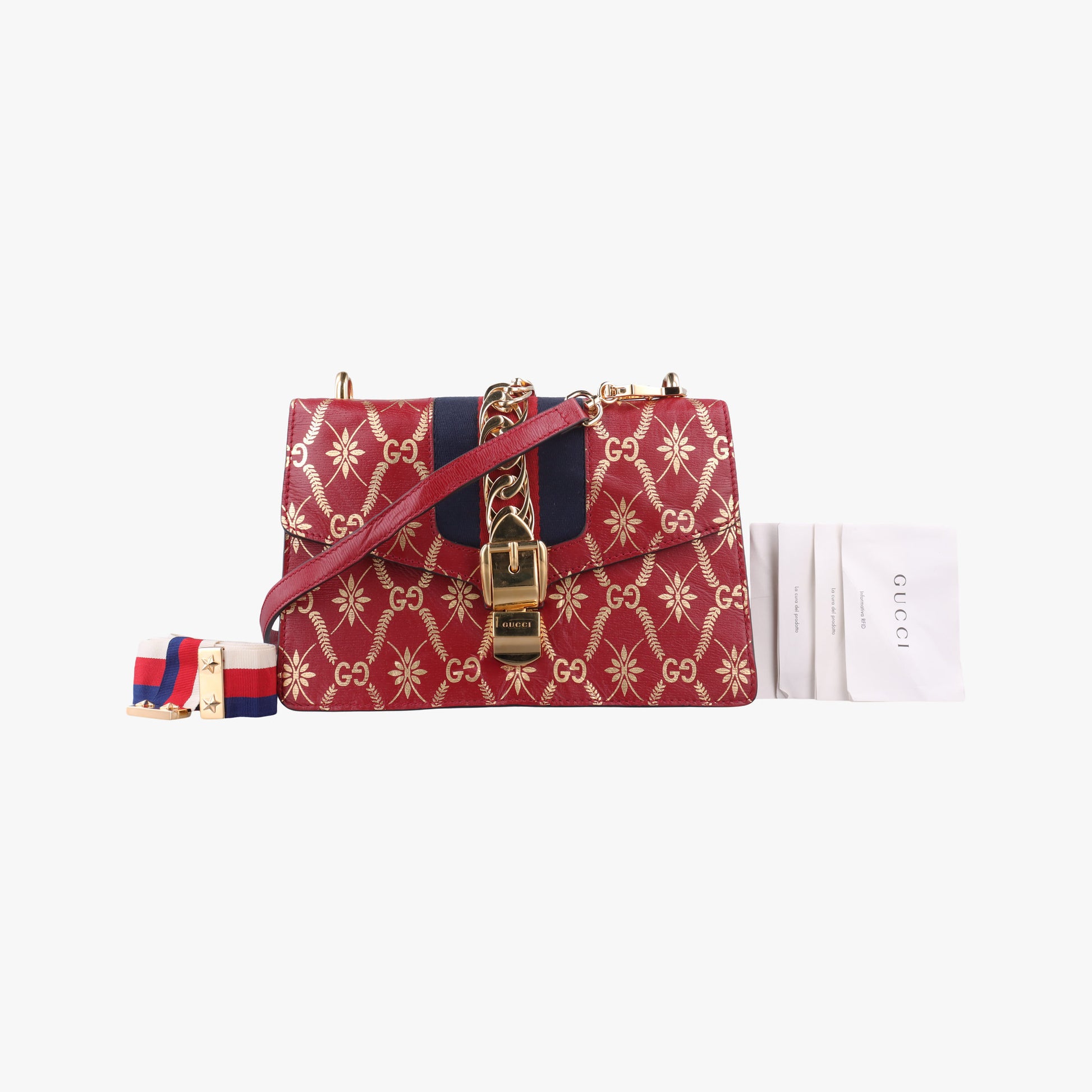 Sylvie red×Multicolour Leather 524405 E032208116シルヴィ レッド×マルチカラー レザー 524405 E032208116