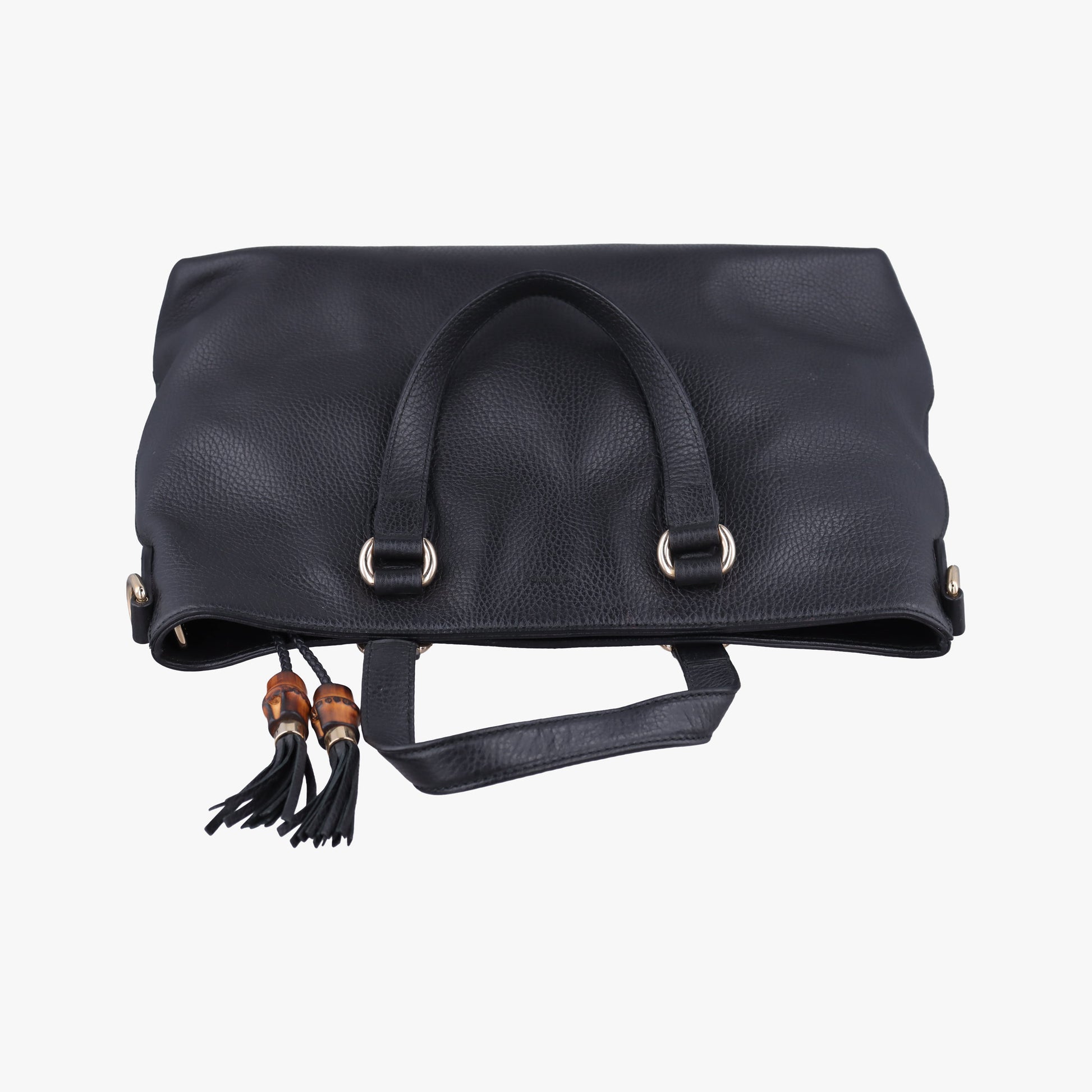 Bamboo Tassel Tote Black Leather 449642 C023647401バンブー タッセル トート ブラック レザー 449642 C023647401