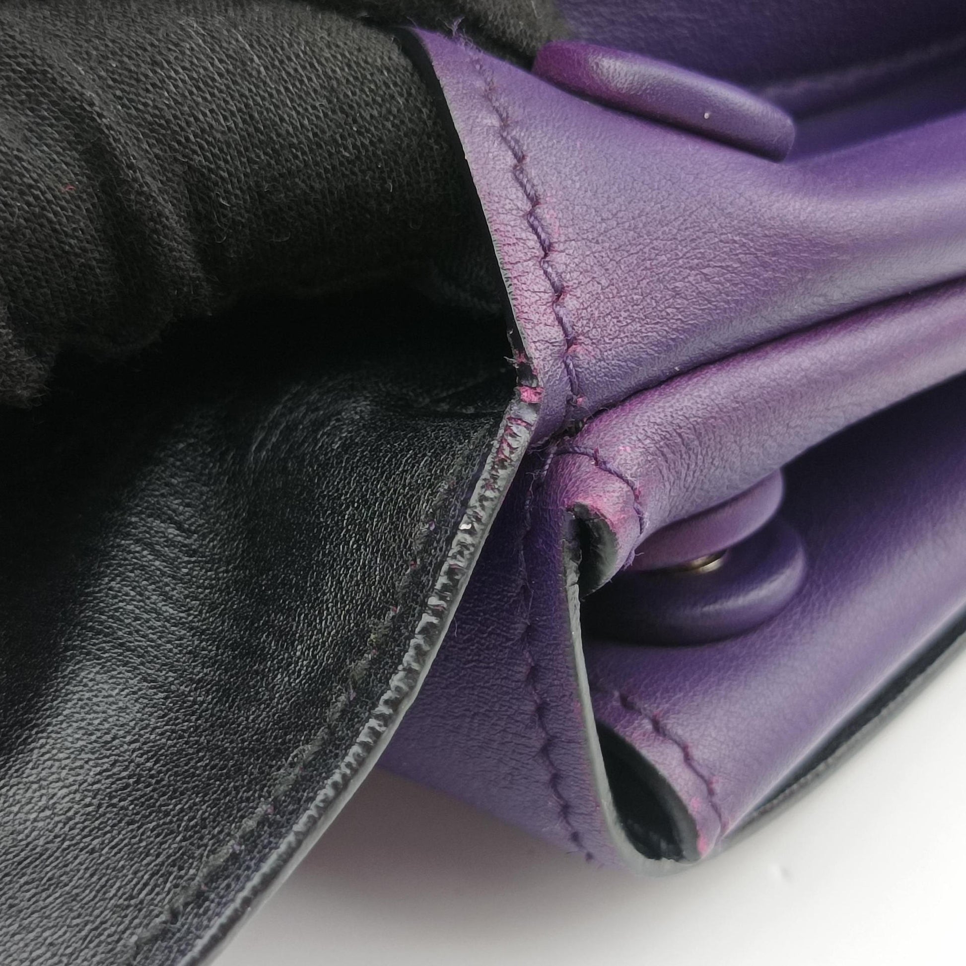 Double flap chain Purple Leather 14/Cダブルフラップチェーン パープル レザー 14/C