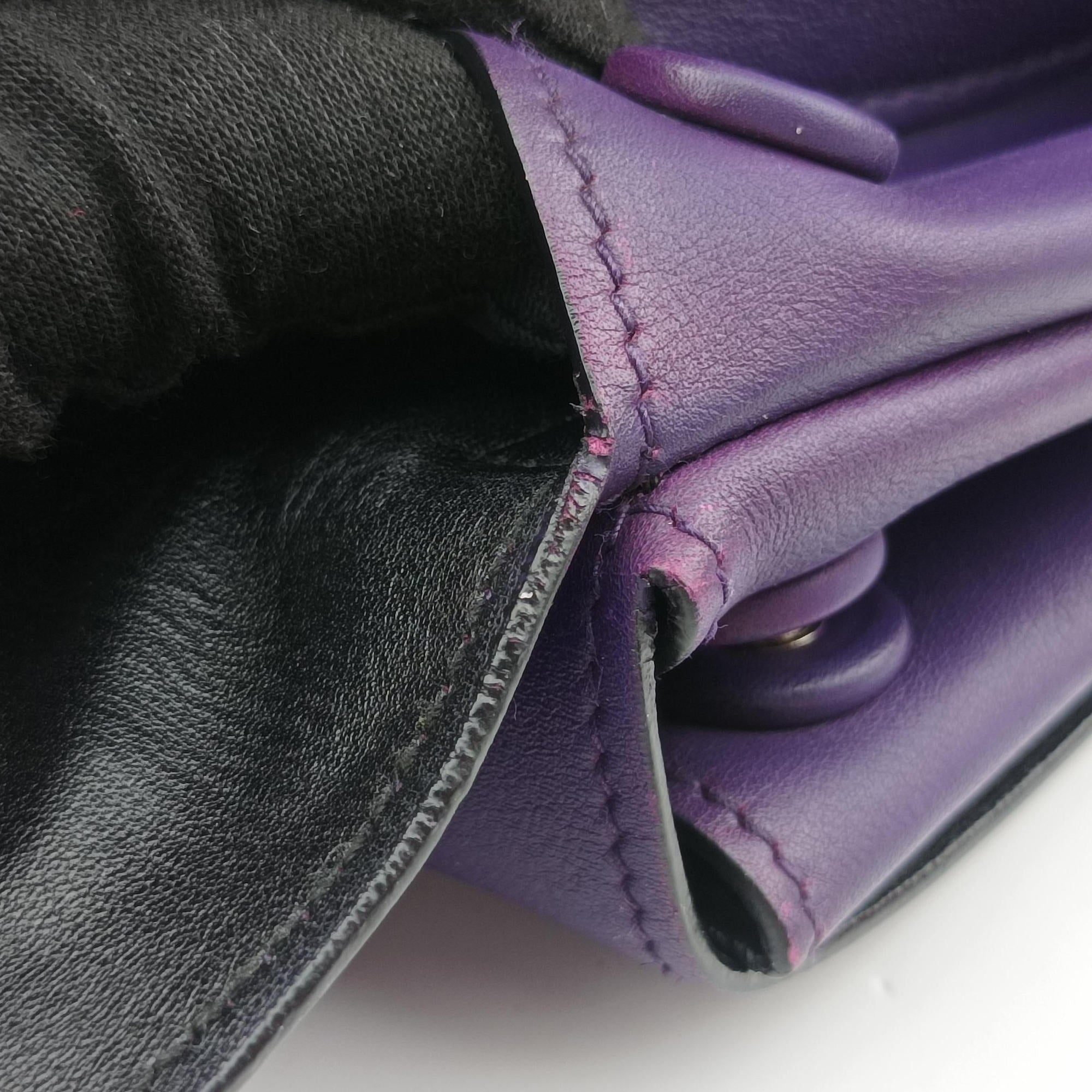 Double flap chain Purple Leather 14/Cダブルフラップチェーン パープル レザー 14/C