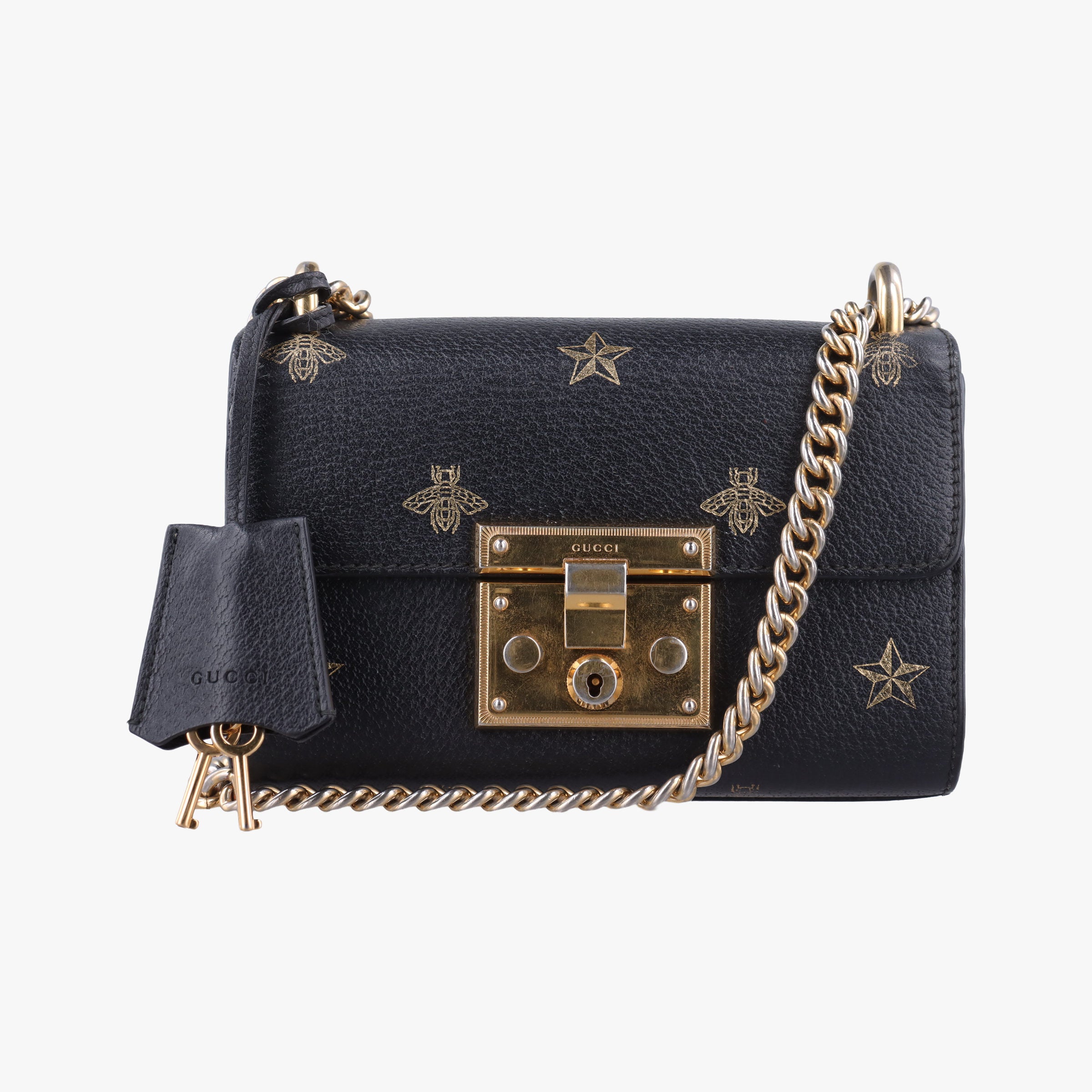 Padlock Black×golden Leather 432182 D027656760パドロック ブラック×ゴールド レザー 432182 D027656760