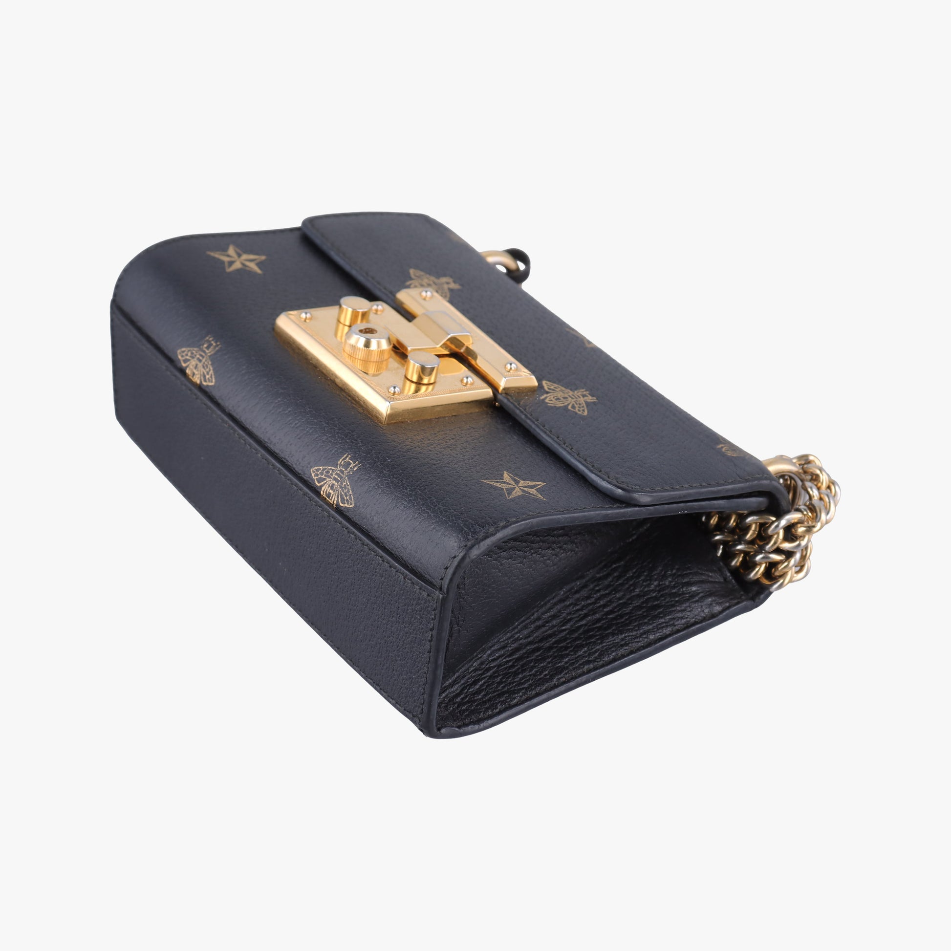 Padlock Black×golden Leather 432182 D027656760パドロック ブラック×ゴールド レザー 432182 D027656760