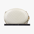 LA PAUSA Shiny Chevron Oval Tassel White Leather AS0204 26943915ラパウザ Vステッチ フリンジ ホワイト レザー AS0204 26943915