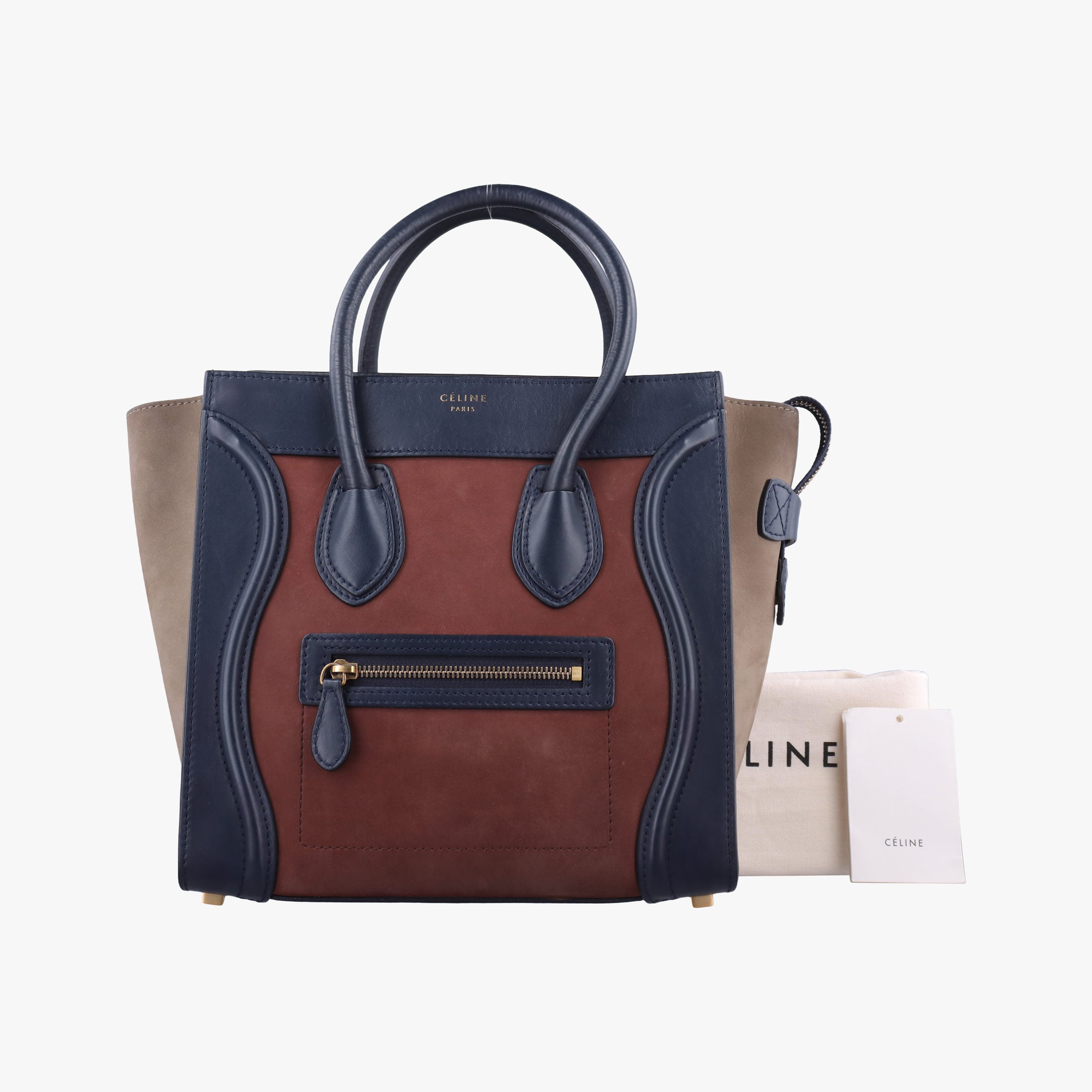 Luggage Mini Shopper Beige×red×blue Leather×suede F-ZP-0172ラゲージミニショッパー ベージュ×レッドー×ブルー レザー×スエード F-ZP-0172