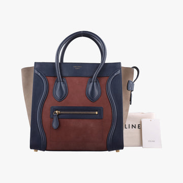 Luggage Mini Shopper Beige×red×blue Leather×suede F-ZP-0172ラゲージミニショッパー ベージュ×レッドー×ブルー レザー×スエード F-ZP-0172