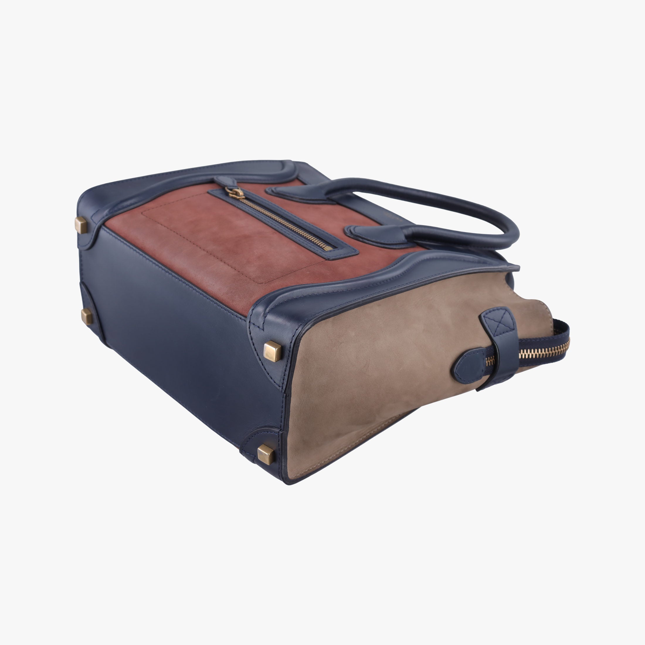 Luggage Mini Shopper Beige×red×blue Leather×suede F-ZP-0172ラゲージミニショッパー ベージュ×レッドー×ブルー レザー×スエード F-ZP-0172