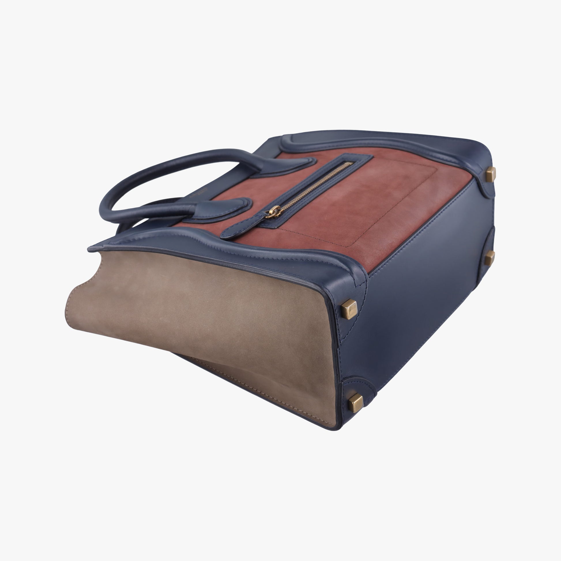 Luggage Mini Shopper Beige×red×blue Leather×suede F-ZP-0172ラゲージミニショッパー ベージュ×レッドー×ブルー レザー×スエード F-ZP-0172