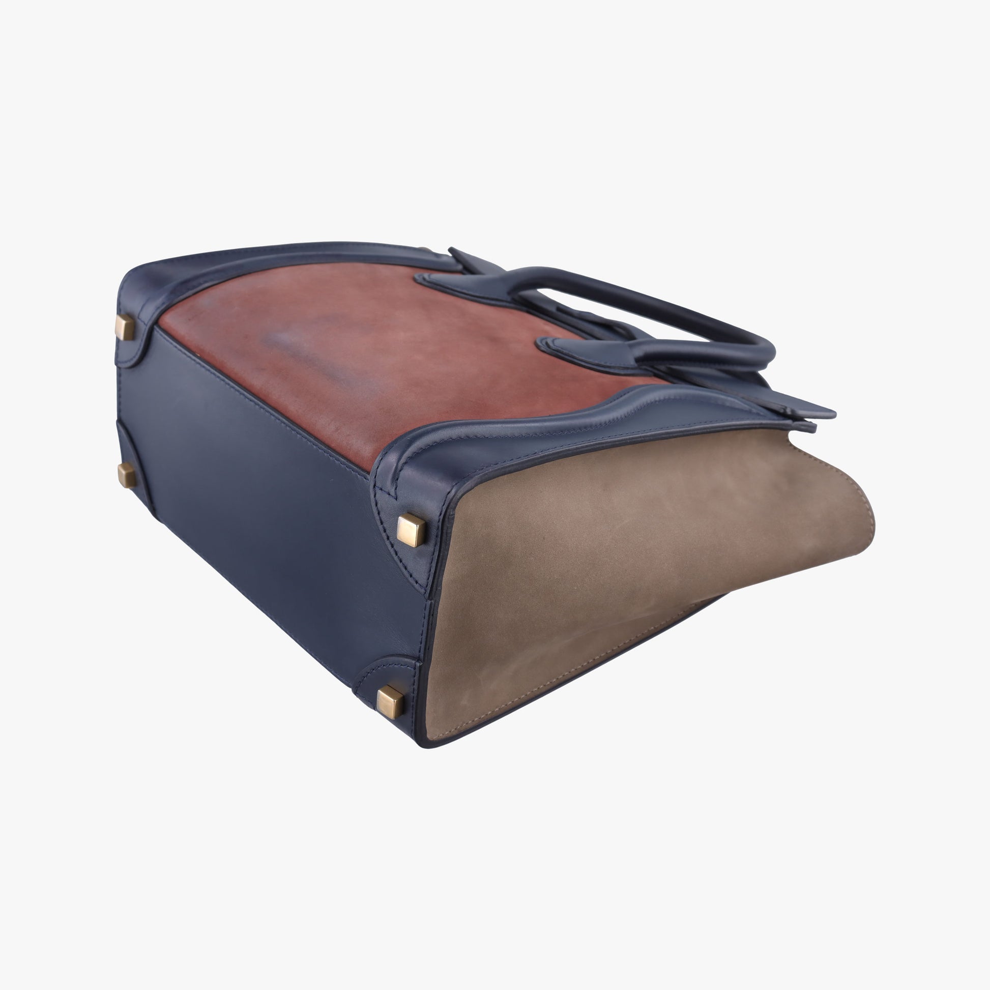 Luggage Mini Shopper Beige×red×blue Leather×suede F-ZP-0172ラゲージミニショッパー ベージュ×レッドー×ブルー レザー×スエード F-ZP-0172