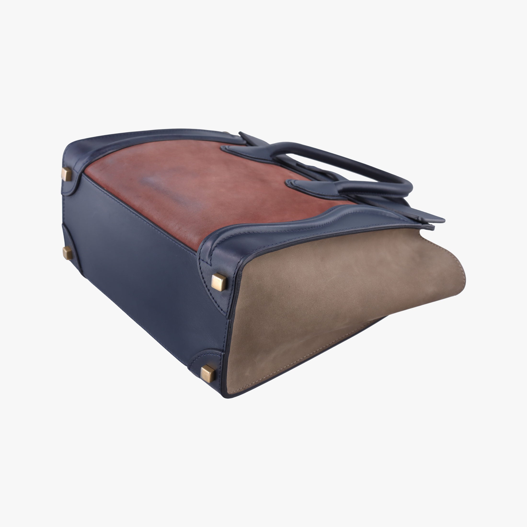 Luggage Mini Shopper Beige×red×blue Leather×suede F-ZP-0172ラゲージミニショッパー ベージュ×レッドー×ブルー レザー×スエード F-ZP-0172