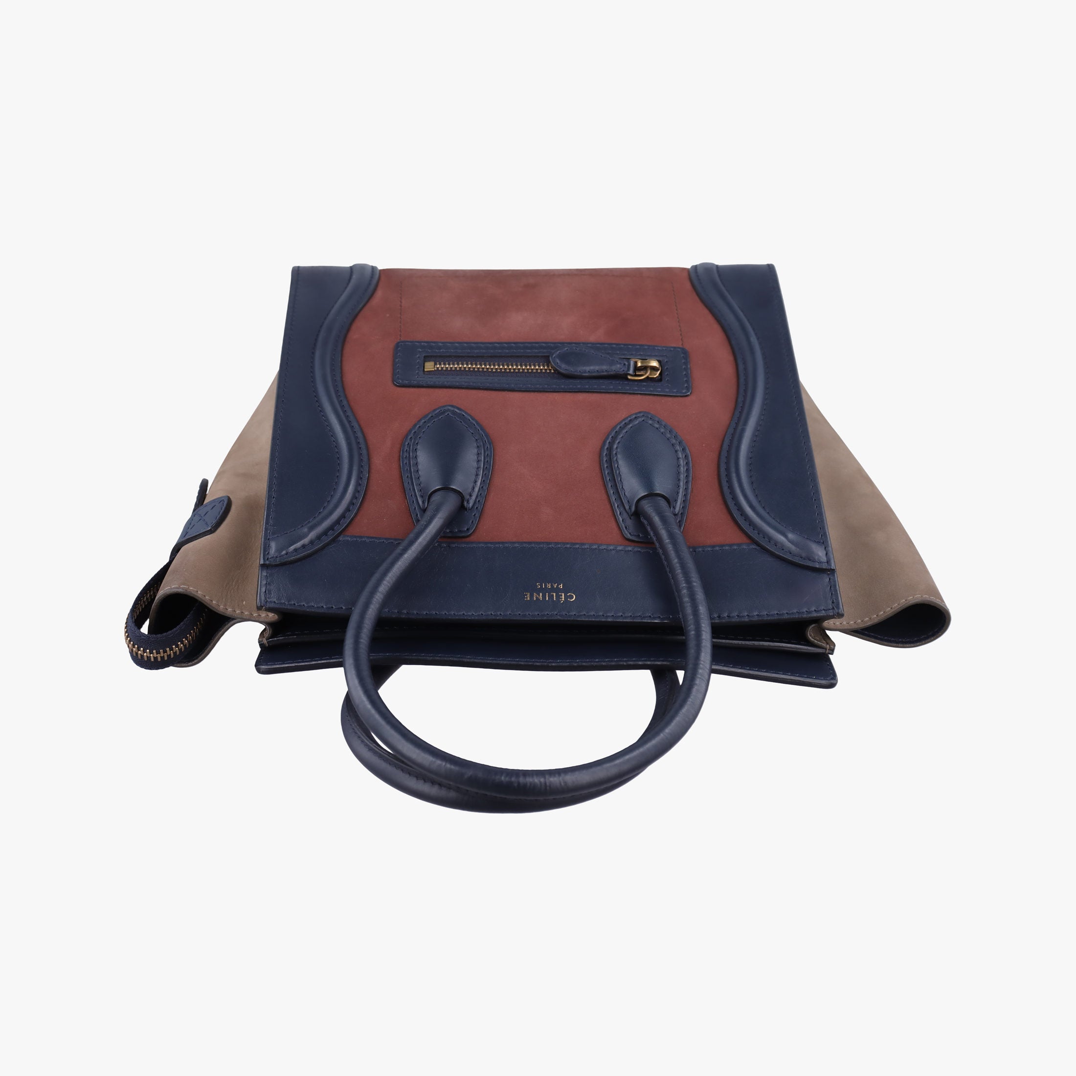 Luggage Mini Shopper Beige×red×blue Leather×suede F-ZP-0172ラゲージミニショッパー ベージュ×レッドー×ブルー レザー×スエード F-ZP-0172