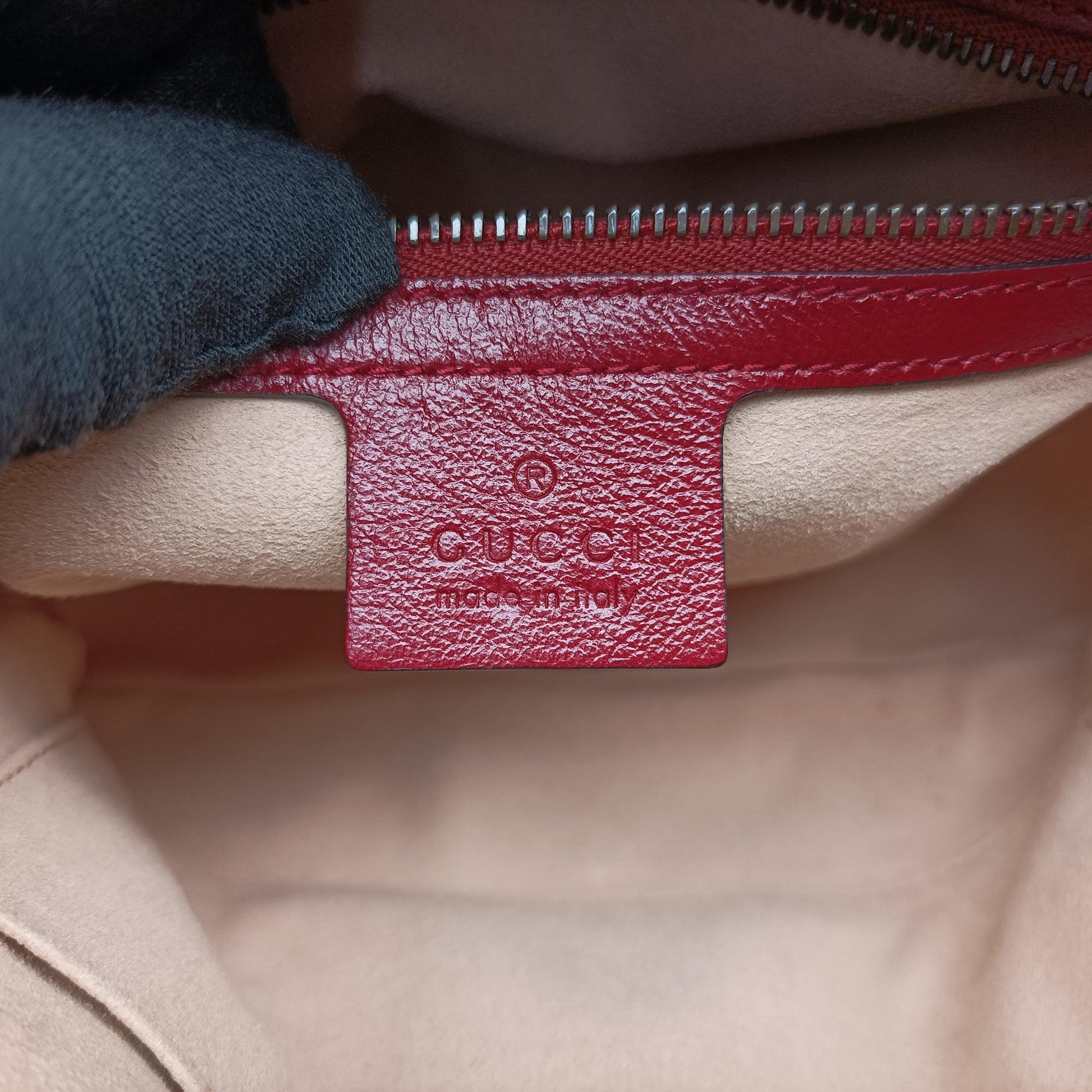 GG Marmont Bamboo Top Handle Black×Red Leather 602270 H031709587GGマーモント バンブー トップ ハンドル ブラック×レッド レザー 602270 H031709587