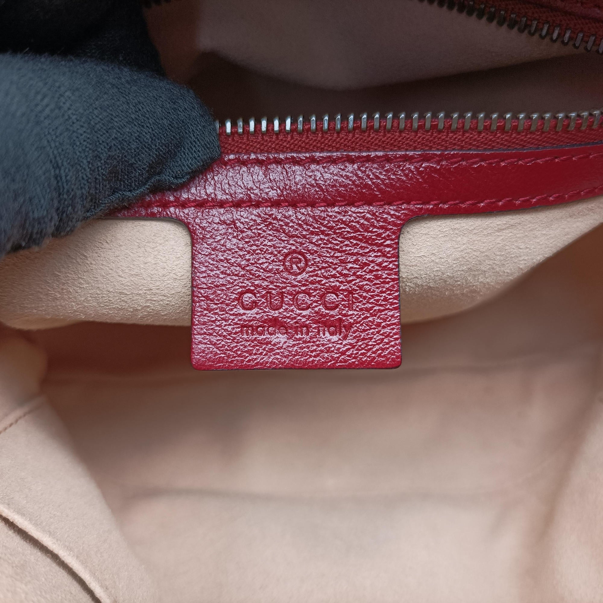 GG Marmont Bamboo Top Handle Black×Red Leather 602270 H031709587GGマーモント バンブー トップ ハンドル ブラック×レッド レザー 602270 H031709587