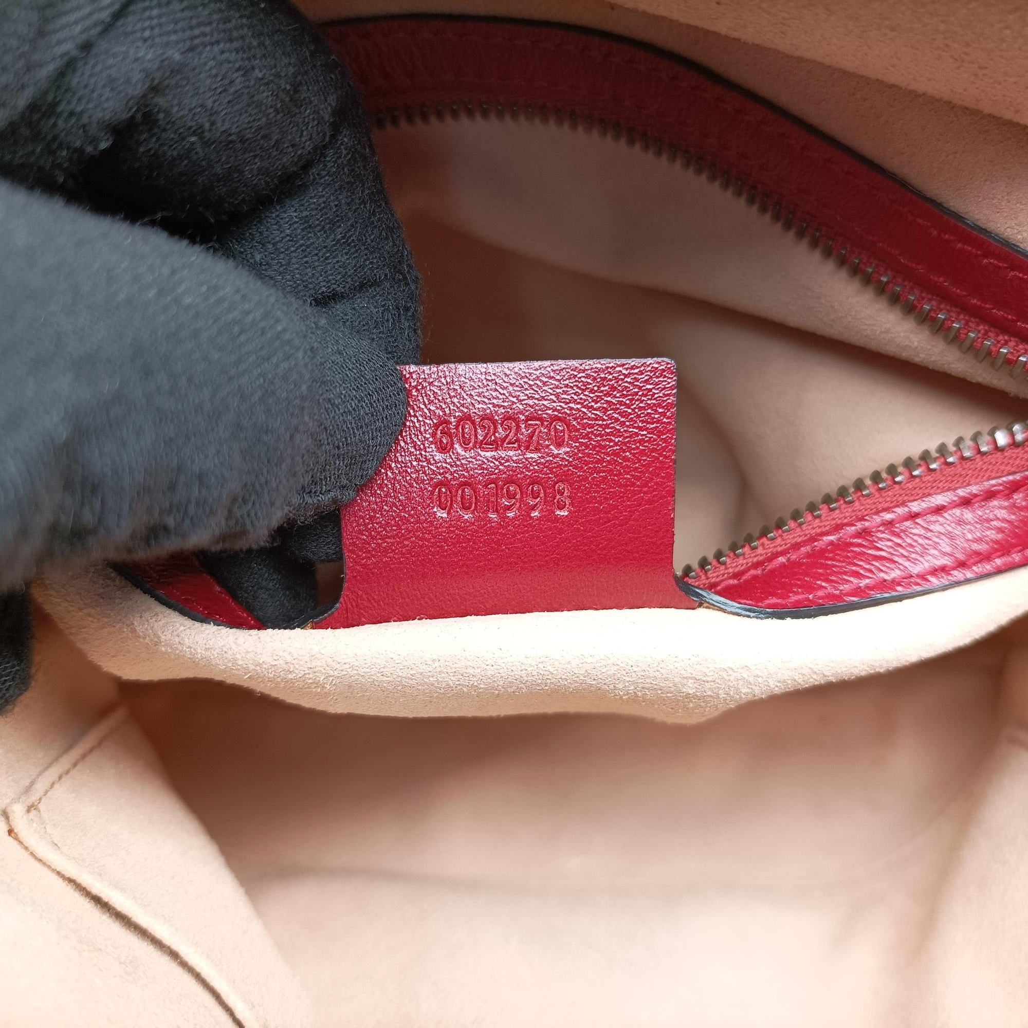 GG Marmont Bamboo Top Handle Black×Red Leather 602270 H031709587GGマーモント バンブー トップ ハンドル ブラック×レッド レザー 602270 H031709587