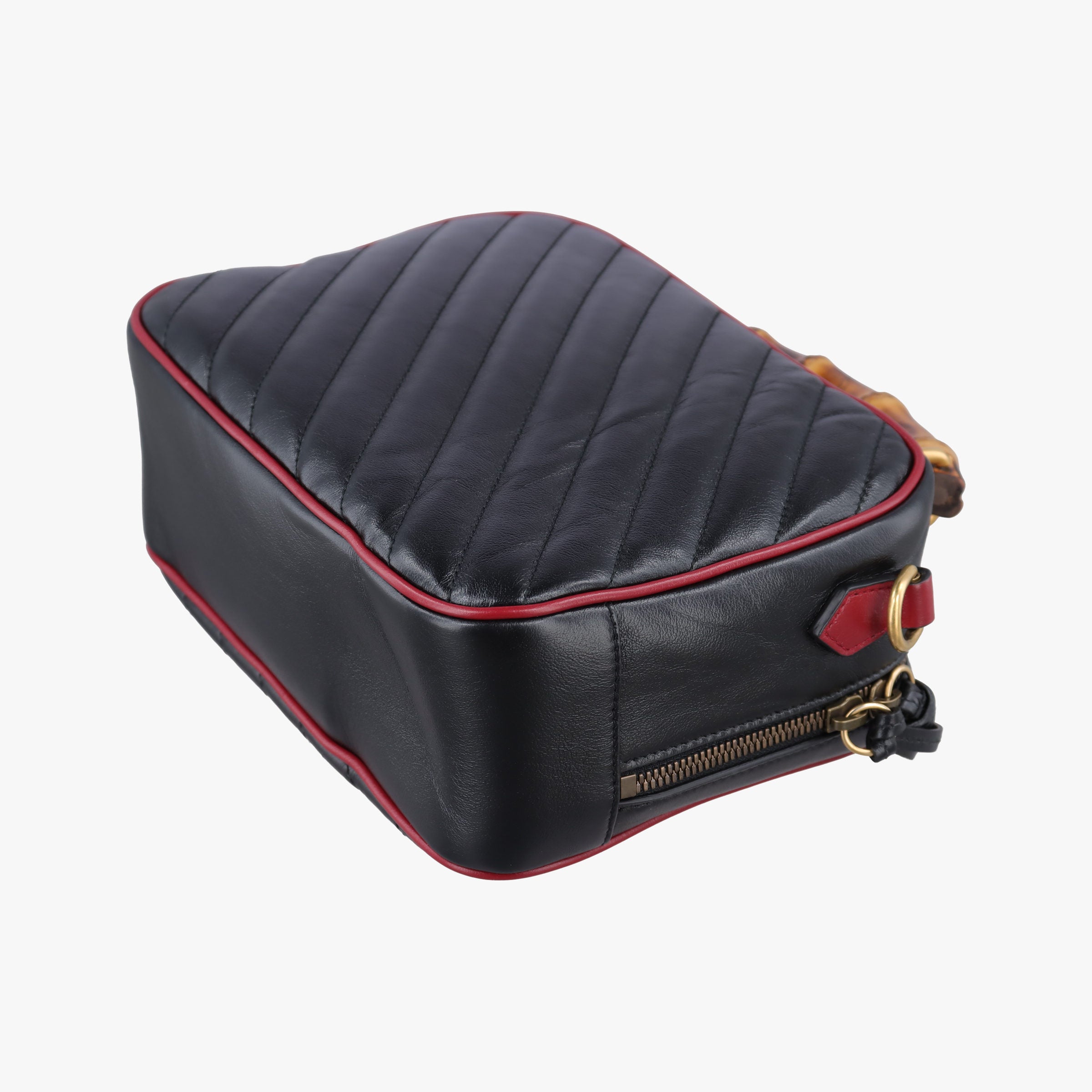 GG Marmont Bamboo Top Handle Black×Red Leather 602270 H031709587GGマーモント バンブー トップ ハンドル ブラック×レッド レザー 602270 H031709587