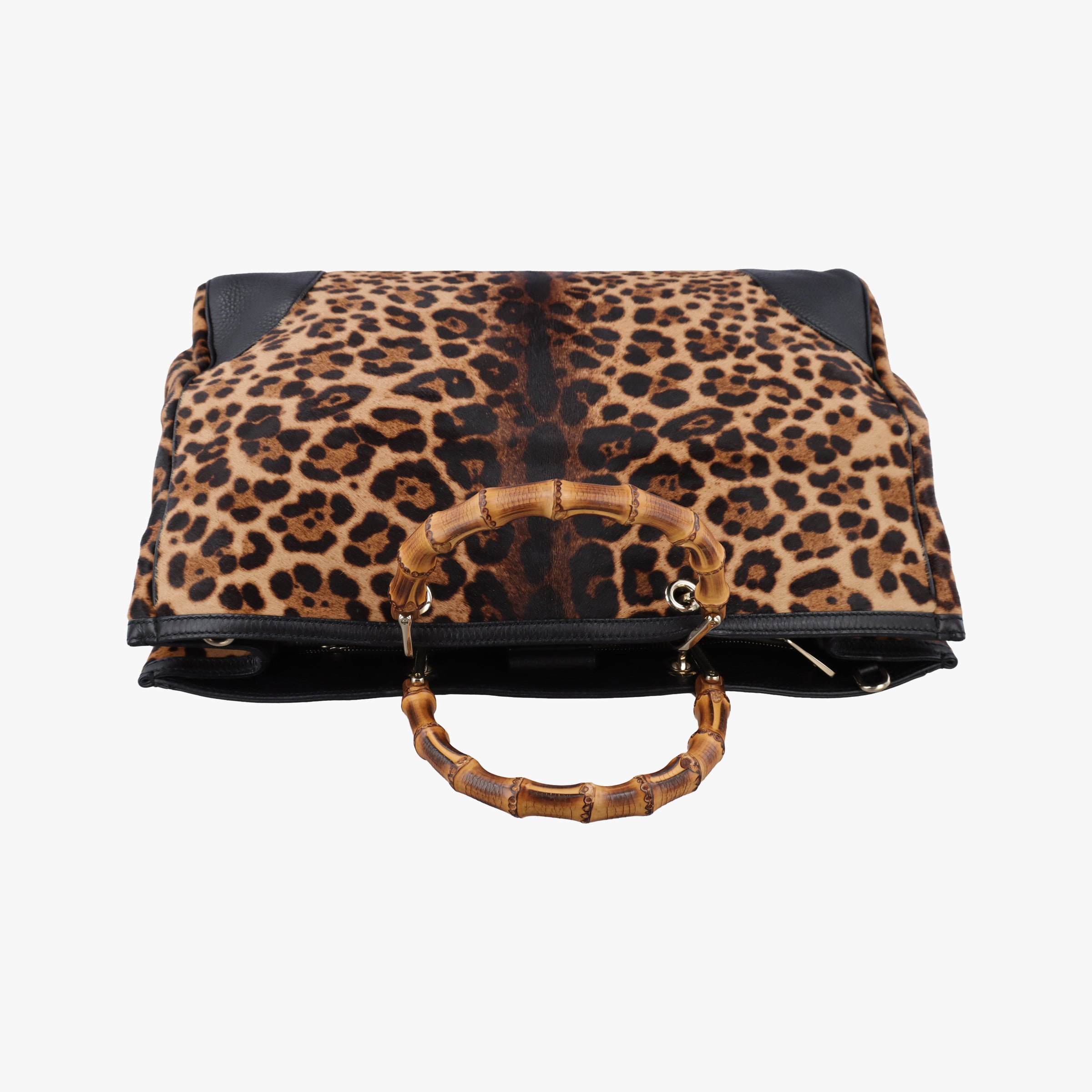 bamboo shopper Leopard Print Brown×Multicolour ponyhair×leather 323658 F014102242バンブーショッパー レオパード ブラウン×マルチカラー ハラコ×レザー 323658 F014102242