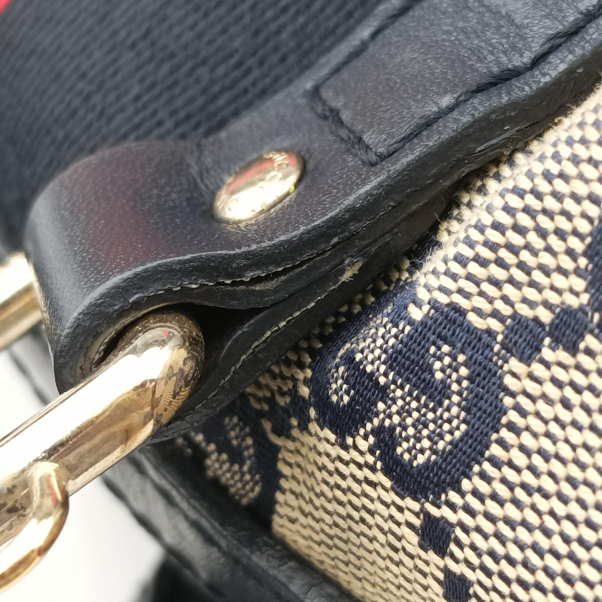 Sherry Line navy×red×beige Canvas×Leather 269876 E011525248シェリーライン ネイビー×レッド×ベージュ キャンバス×レザー 269876 E011525248