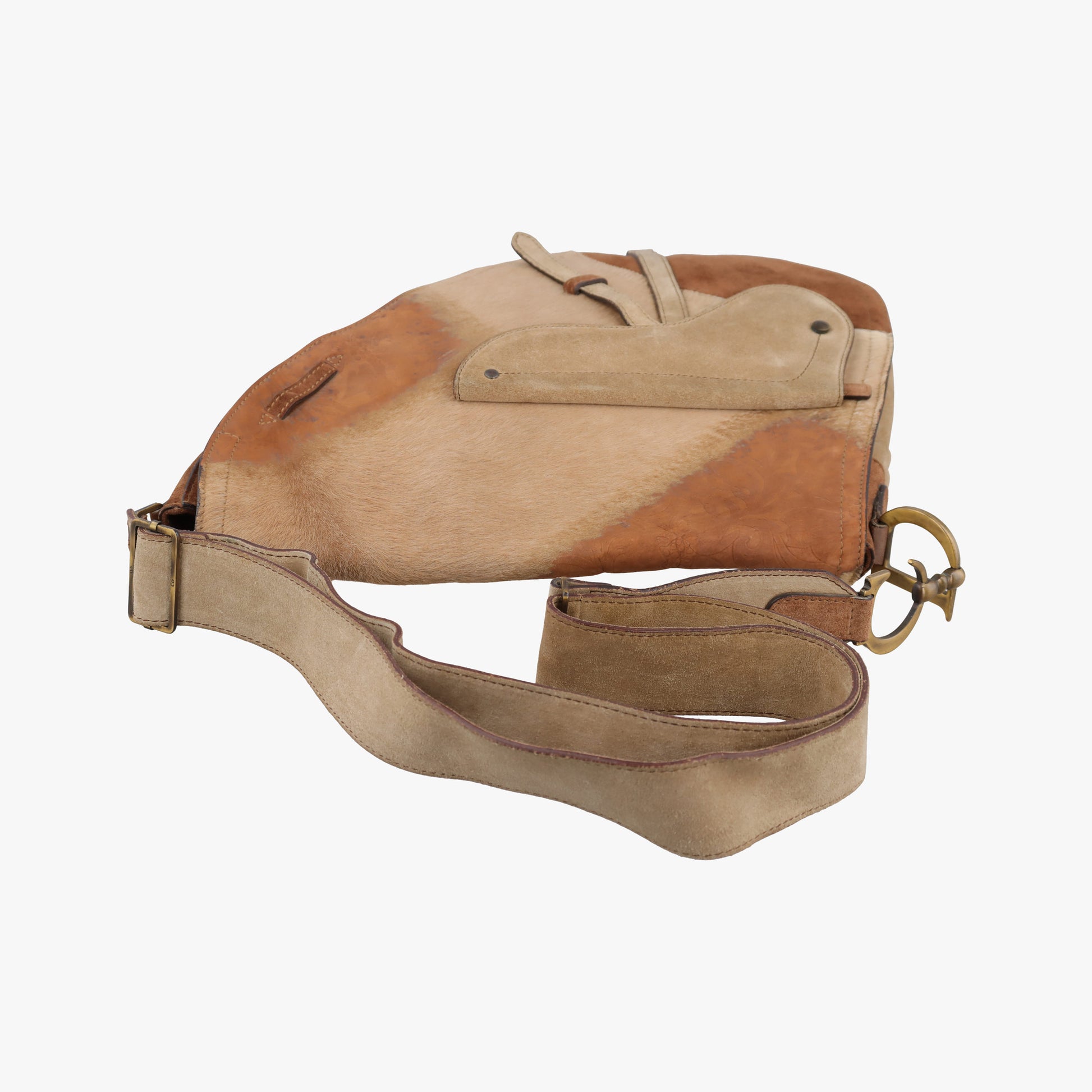 Saddle Brown Pony Hair ×Suede ×Embossed Leather RU 0062サドル ブラウン ハラコ×スエード×型押しレザー RU 0062