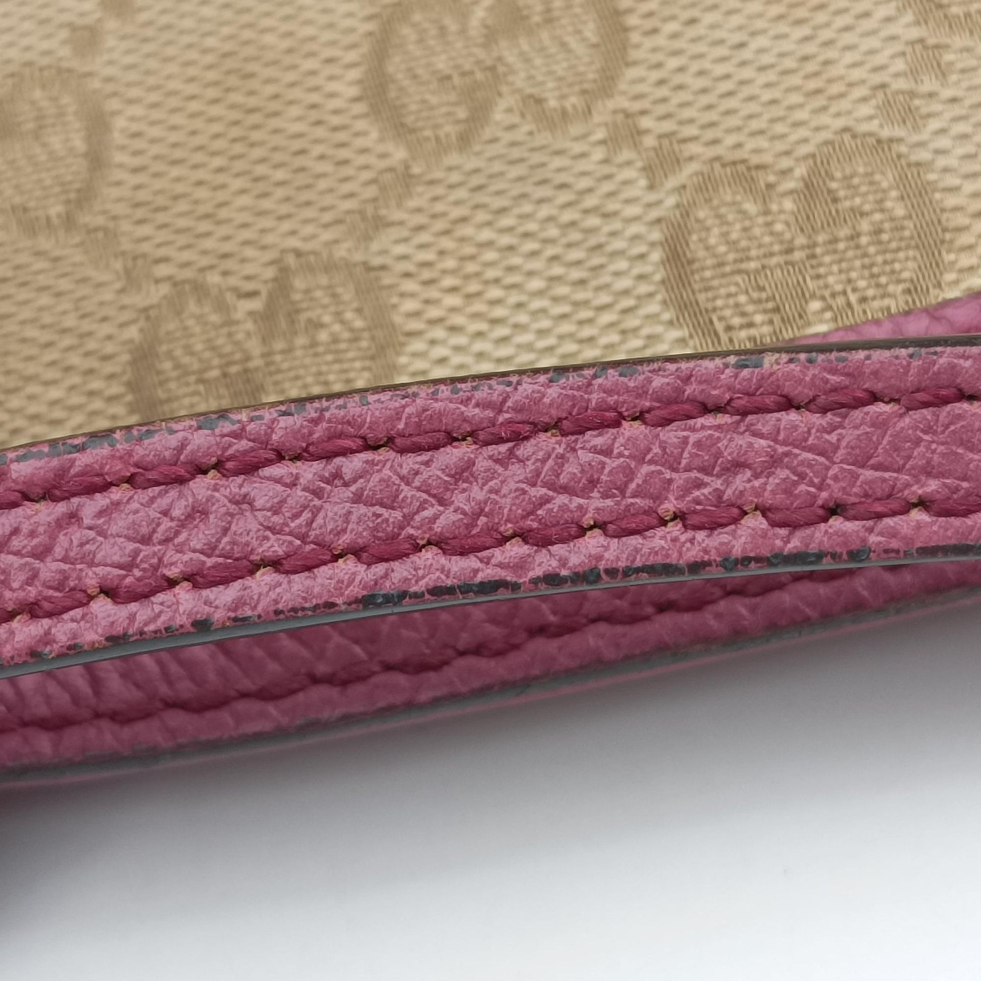 Guccissima Bree Beige × Raspberry Pink GG canvas×Leather 353120 G018496687グッチシマ ブリー ベージュ×ピンク GGキャンバス×レザー 353120 G018496687
