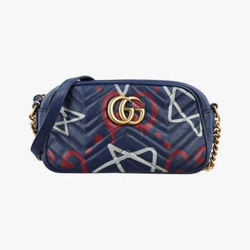 GG Marmont Blue Leather 447632 I020665411GGマーモント ブルー レザー 447632 I020665411