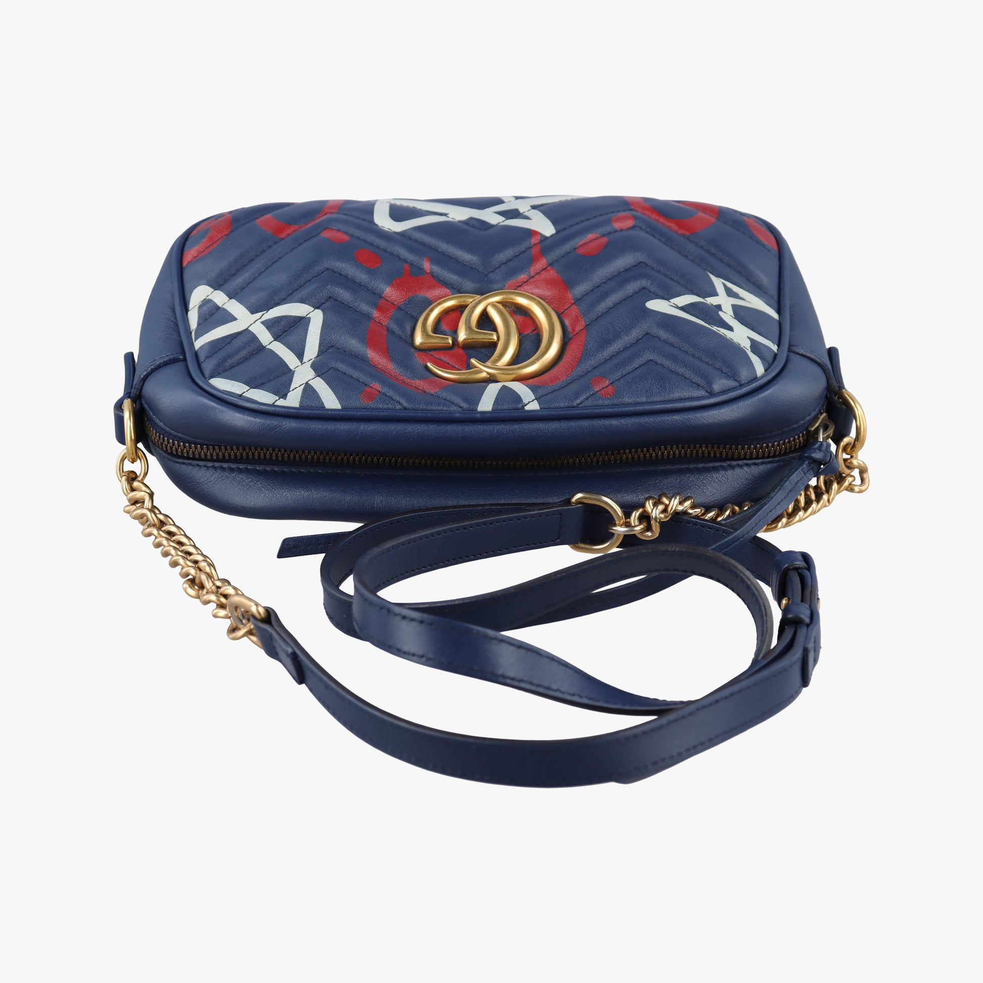 GG Marmont Blue Leather 447632 I020665411GGマーモント ブルー レザー 447632 I020665411