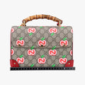 GG flora Padlock Bamboo beige×red×multi PVC coated canvas×Leather 603221 I033033518GGアップル パドロック バンブー ベージュ×レッド×マルチ PVCコーティングキャンバス×レザー 603221 I033033518