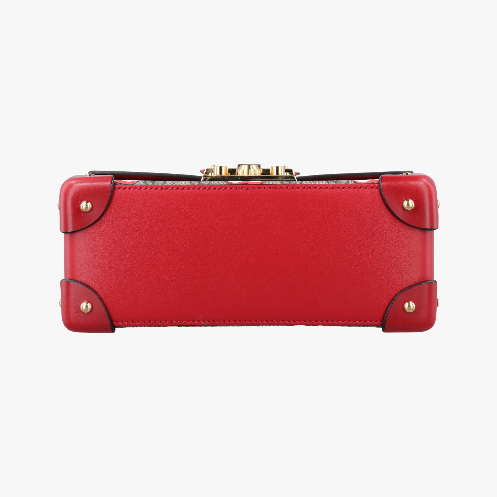 GG flora Padlock Bamboo beige×red×multi PVC coated canvas×Leather 603221 I033033518GGアップル パドロック バンブー ベージュ×レッド×マルチ PVCコーティングキャンバス×レザー 603221 I033033518