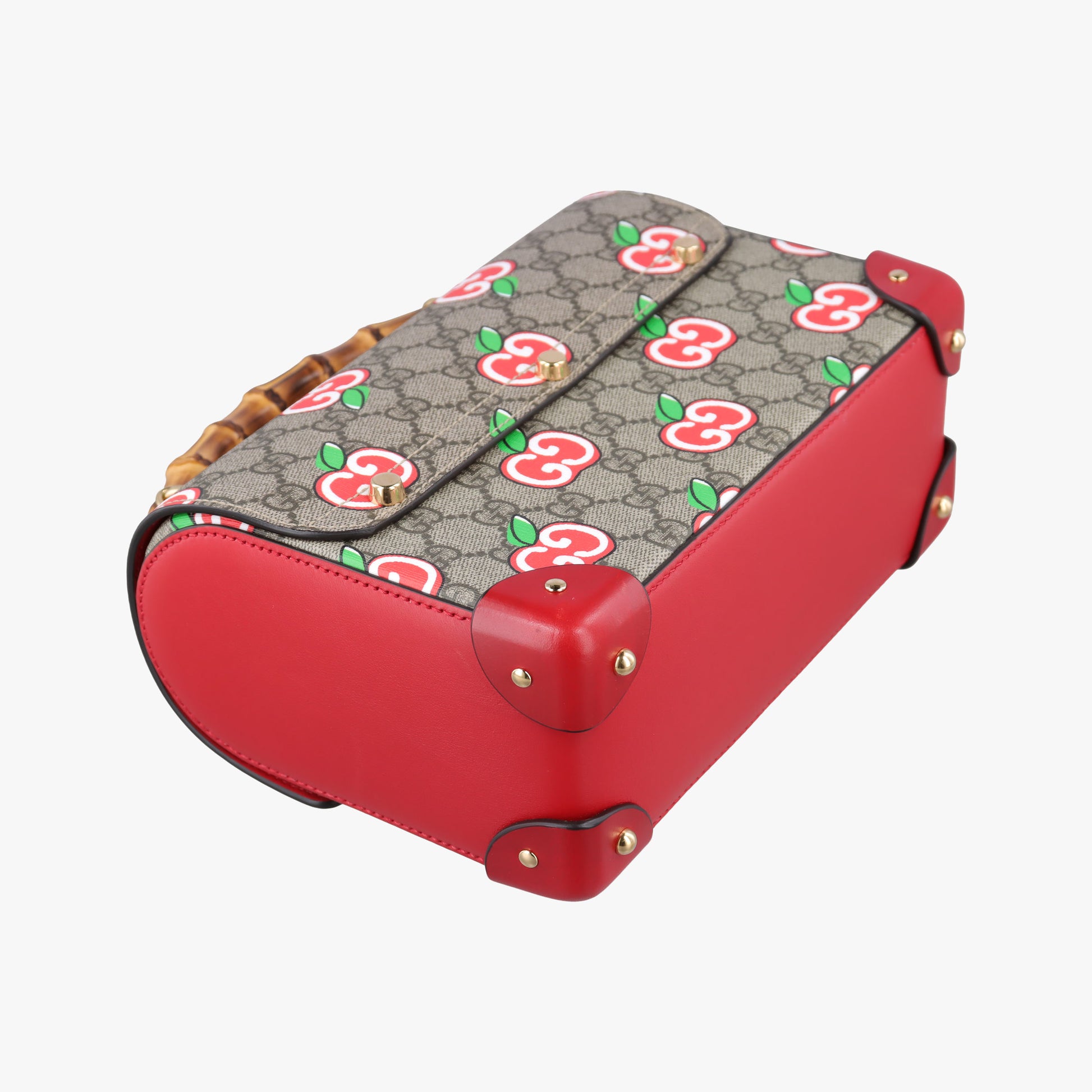 GG flora Padlock Bamboo beige×red×multi PVC coated canvas×Leather 603221 I033033518GGアップル パドロック バンブー ベージュ×レッド×マルチ PVCコーティングキャンバス×レザー 603221 I033033518