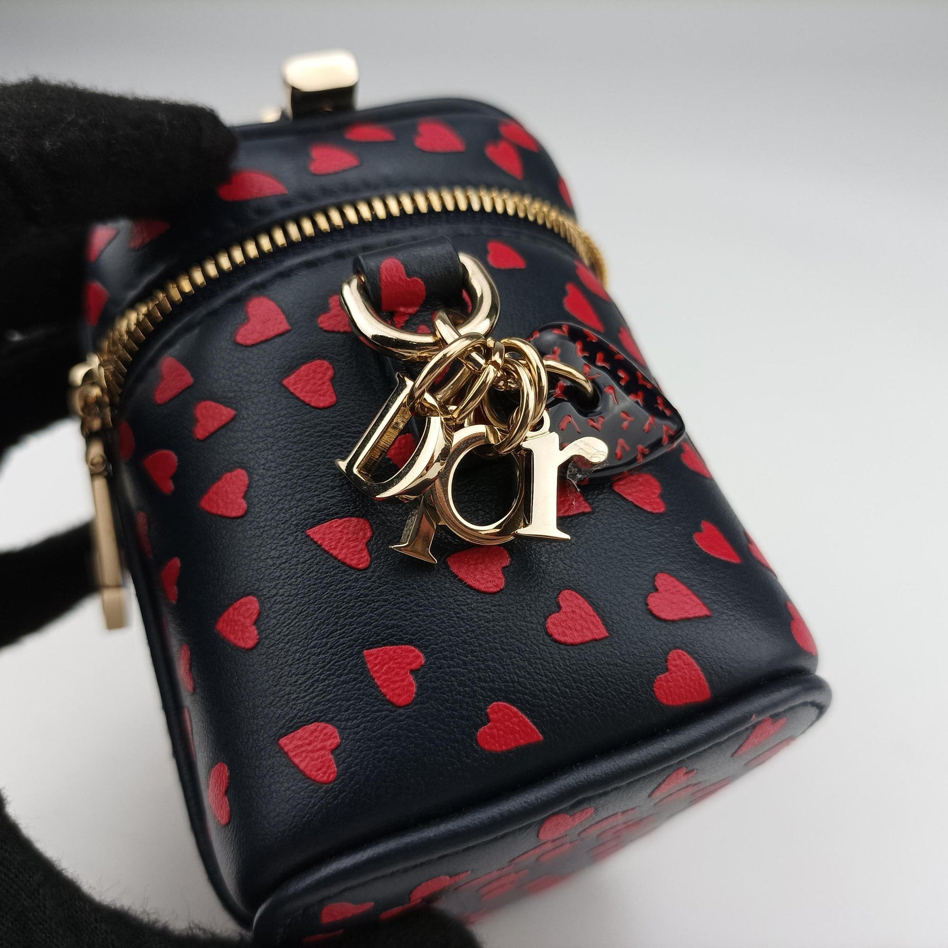 Micro Lady Dior Vanity Case Black×red Leather 40-MA-0231マイクロ レディ ディオール バニティ ケース ブラック×レッド レザー 40-MA-0231