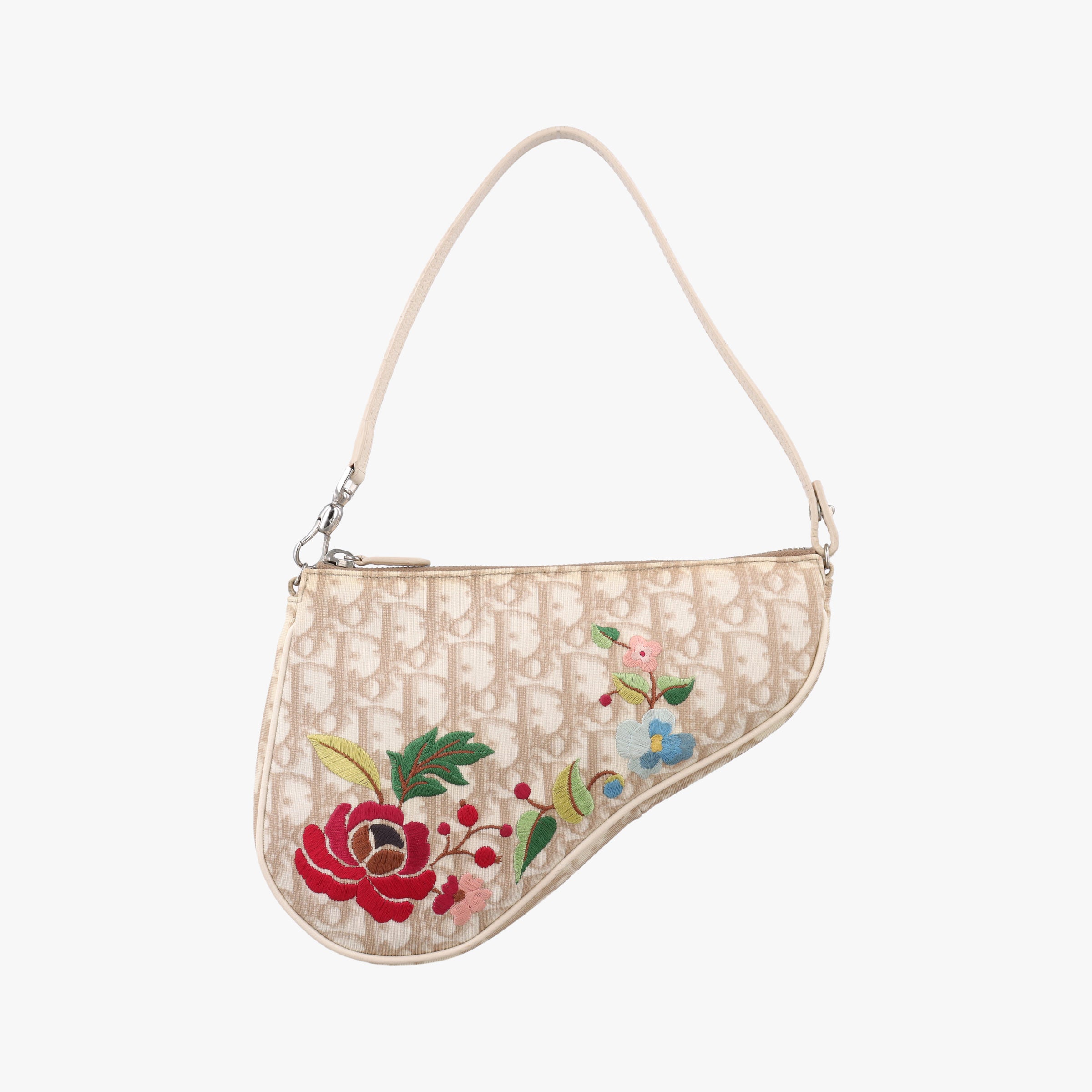Saddle Beige PVC Coated Canvas Floral Embroidery MC 0055サドル ベージュ PVCコーティングキャンバス 花刺繍 MC 0055