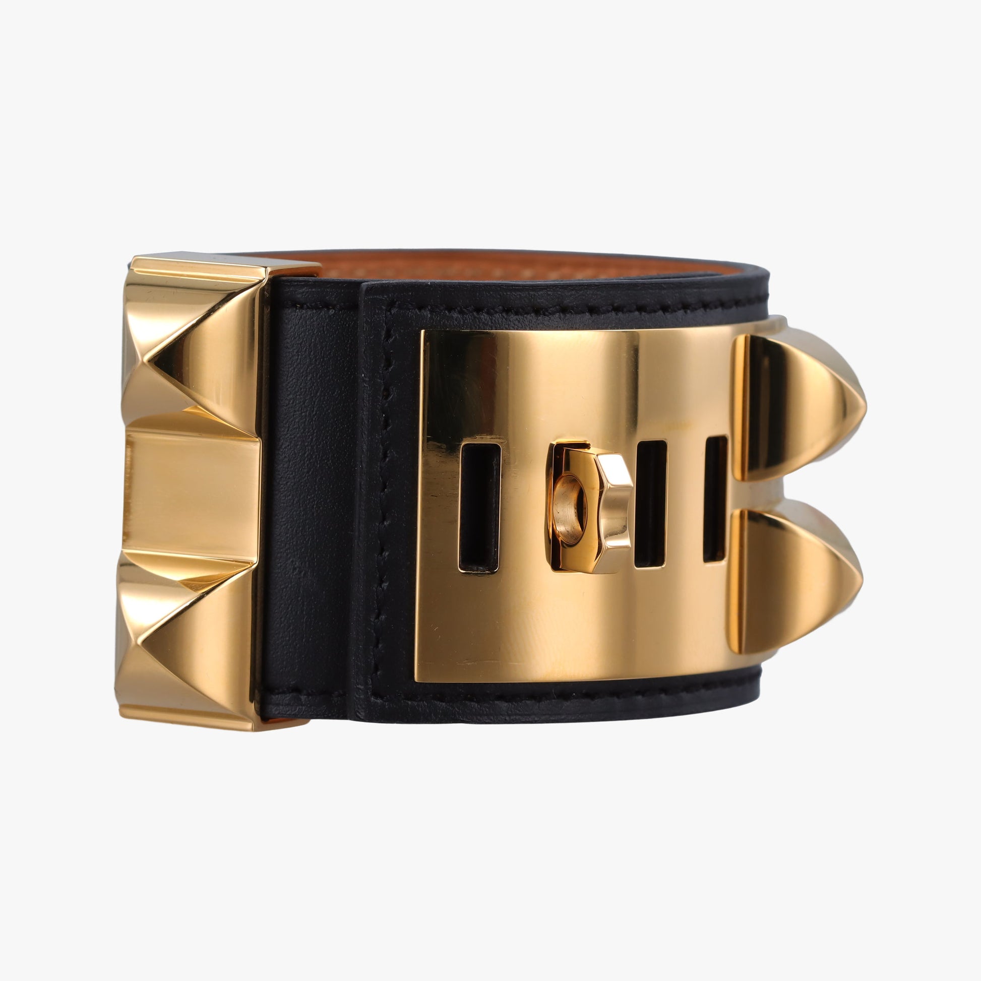 Collier de Chien Black×golden leather N▢N48コリエ ド シアン ブラック×ゴールド レザー N▢N48