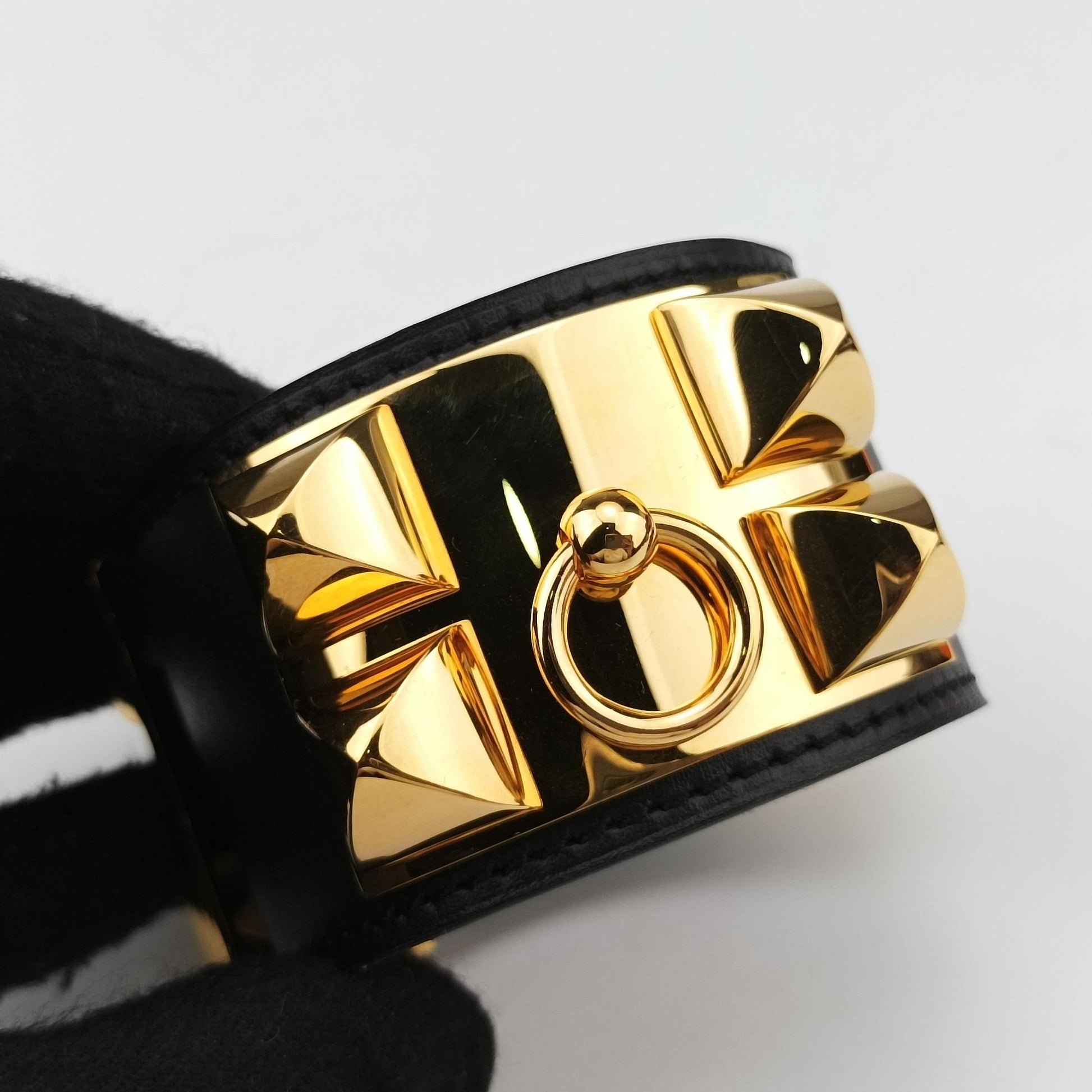 Collier de Chien Black×golden leather N▢N48コリエ ド シアン ブラック×ゴールド レザー N▢N48