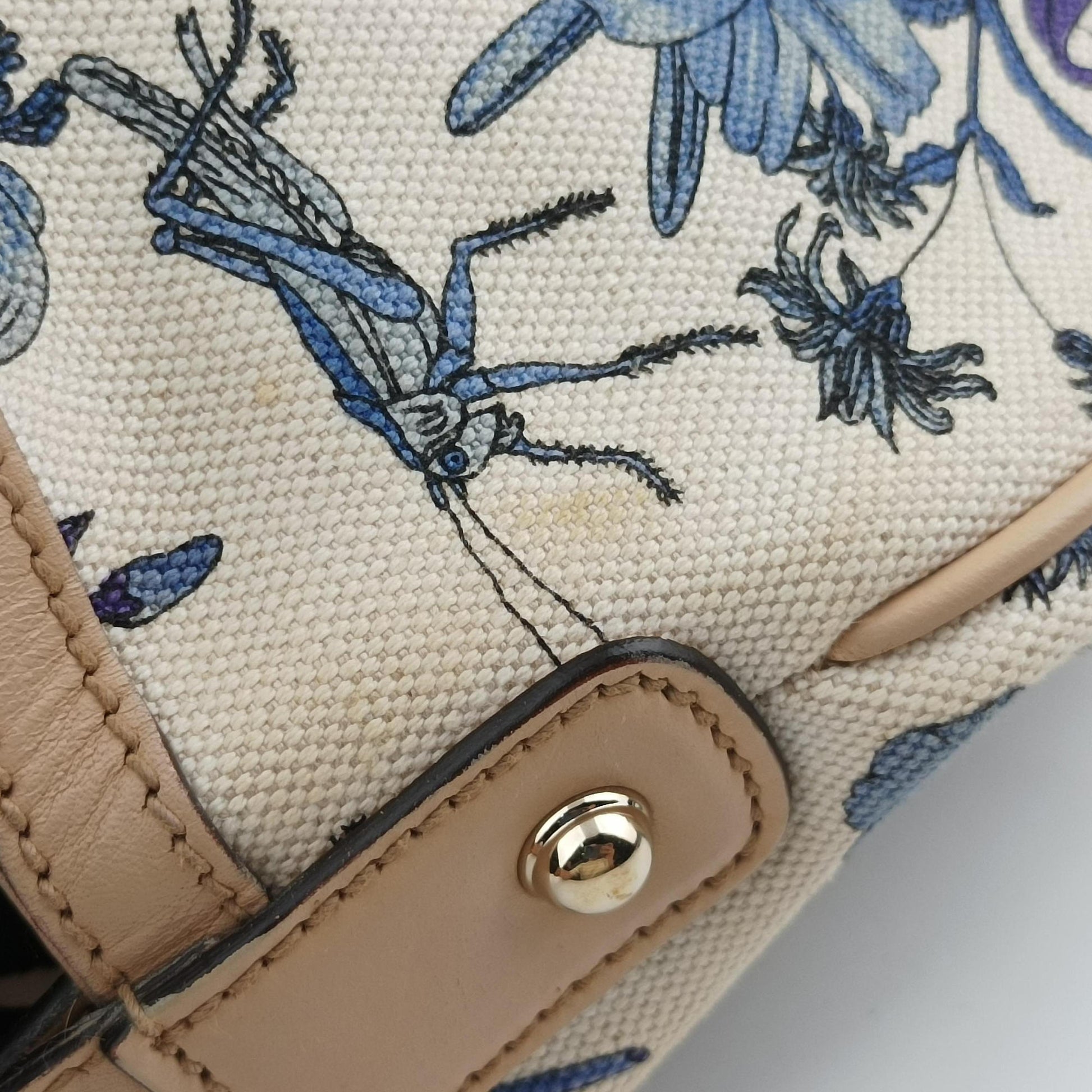 Flora Wave Hobo Blue ×l White Canvas×leather 170014 H0232046フローラ ウェーブ ホーボー ブルー×ホワイト キャンバス×レザー 170014 H0232046