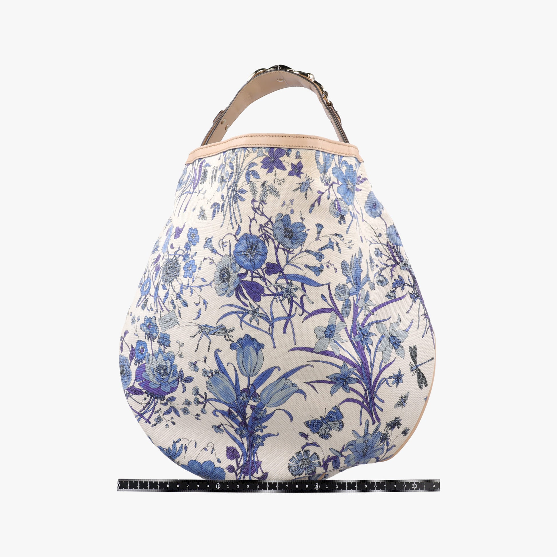 Flora Wave Hobo Blue ×l White Canvas×leather 170014 H0232046フローラ ウェーブ ホーボー ブルー×ホワイト キャンバス×レザー 170014 H0232046
