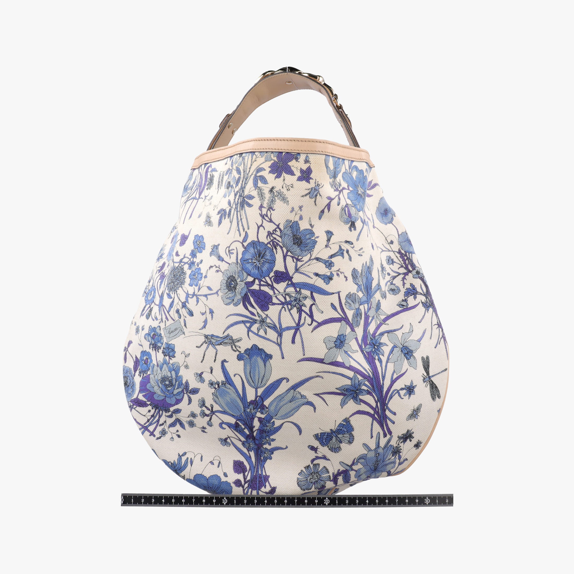 Flora Wave Hobo Blue ×l White Canvas×leather 170014 H0232046フローラ ウェーブ ホーボー ブルー×ホワイト キャンバス×レザー 170014 H0232046