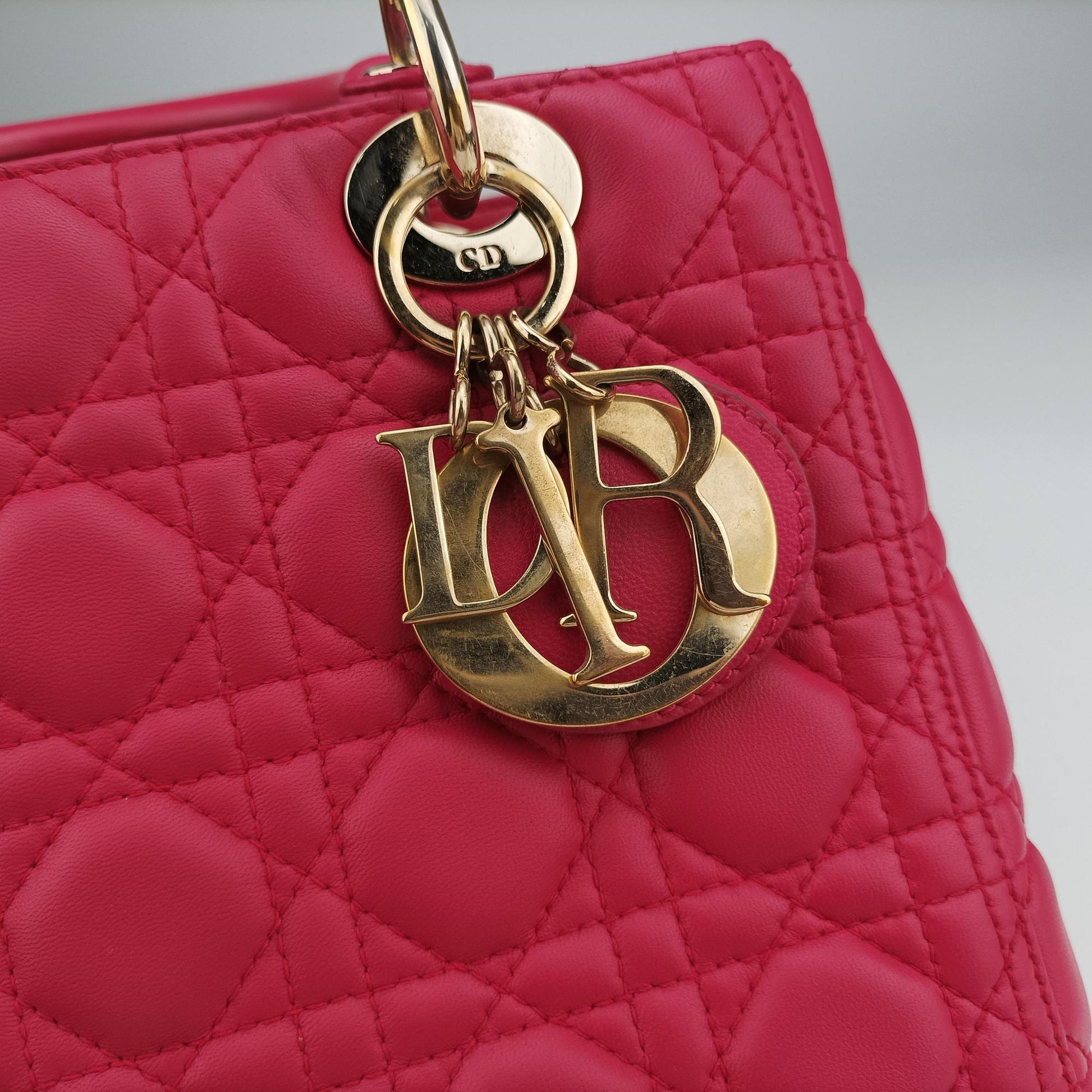 Lady Dior Rose lambskin 01-MA-0162レディディオール ローズ レッド ラムスキン 01-MA-0162