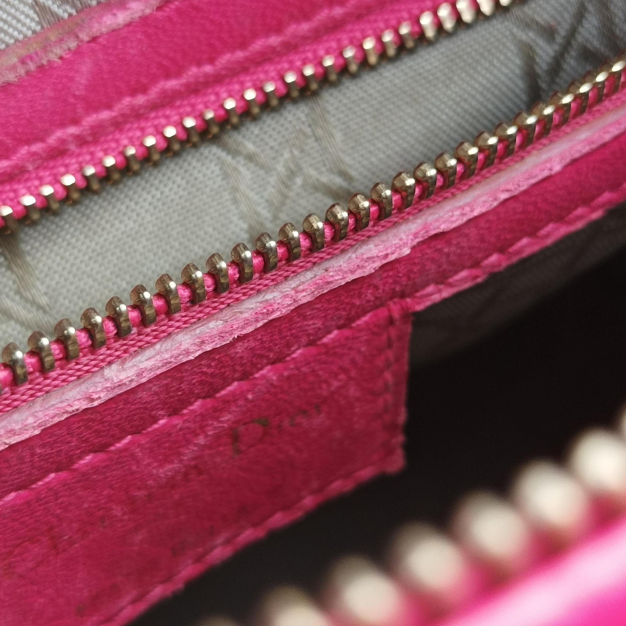 Lady Dior Rose lambskin 01-MA-0162レディディオール ローズ レッド ラムスキン 01-MA-0162