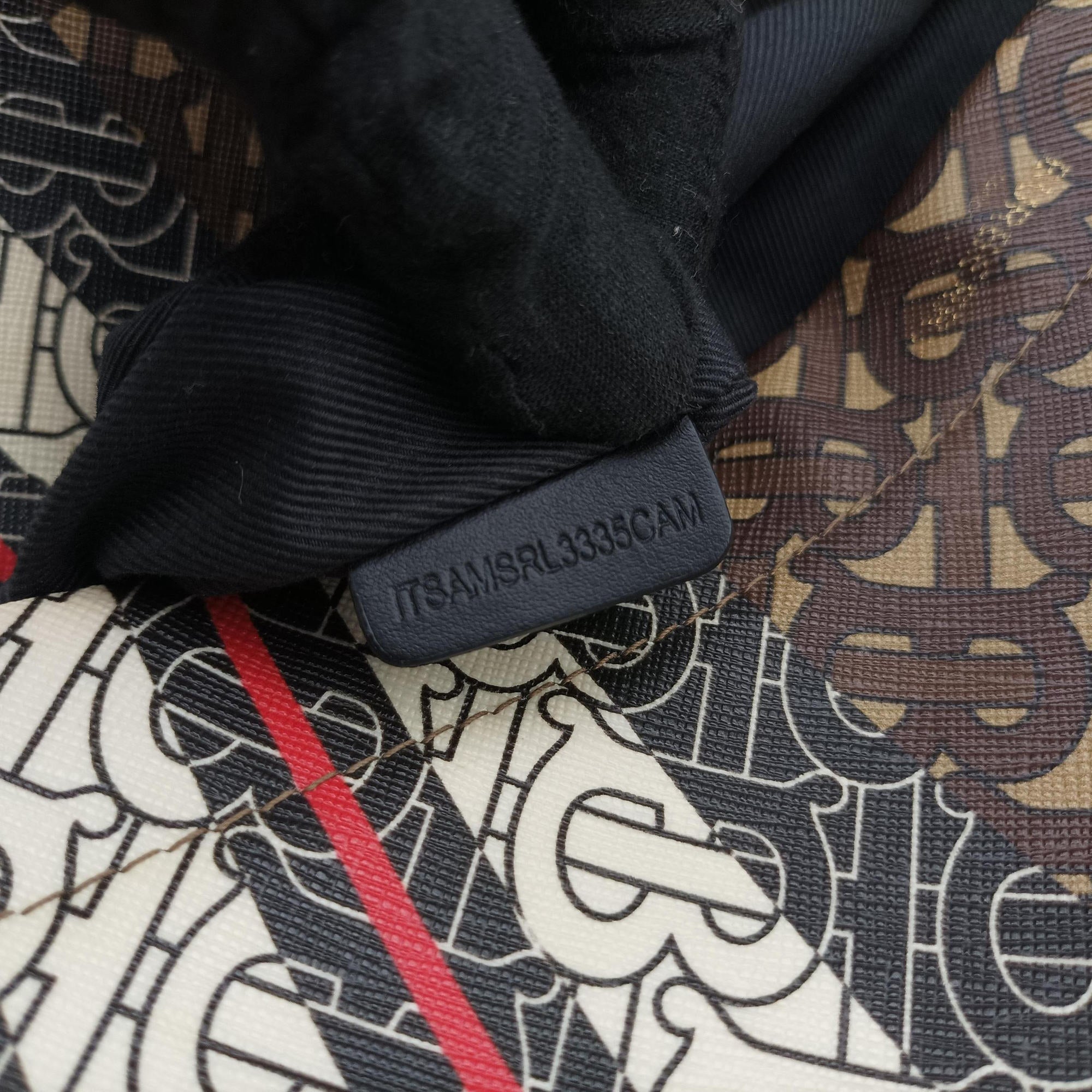Monogram Stripe Brown×Multicolour PVC coated canvas x leather ITSAMSRL3335CAMモノグラムストライプ ブラウン×マルチカラー PVCコーティングキャンバス×レザー ITSAMSRL3335CAM
