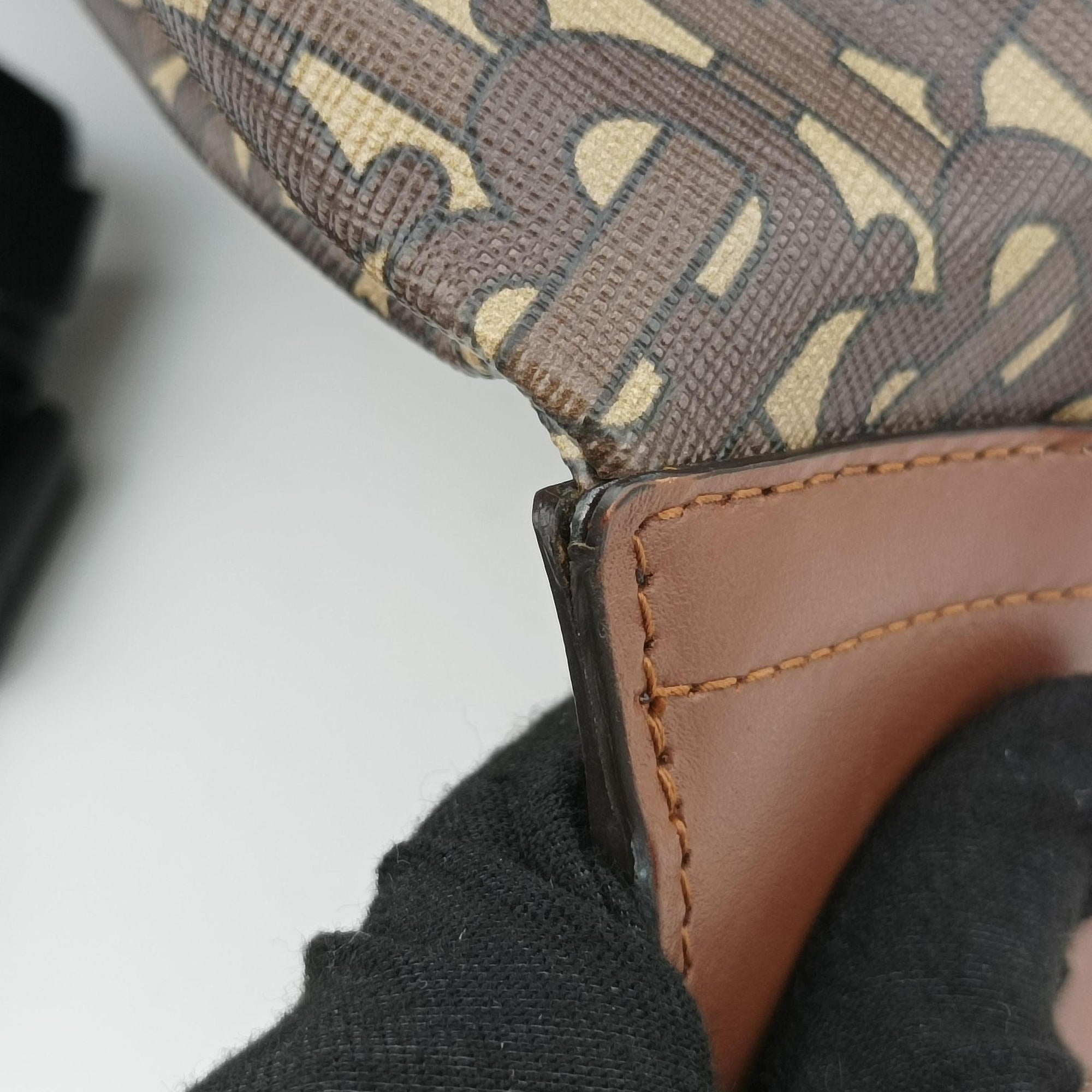 Monogram Stripe Brown×Multicolour PVC coated canvas x leather ITSAMSRL3335CAMモノグラムストライプ ブラウン×マルチカラー PVCコーティングキャンバス×レザー ITSAMSRL3335CAM