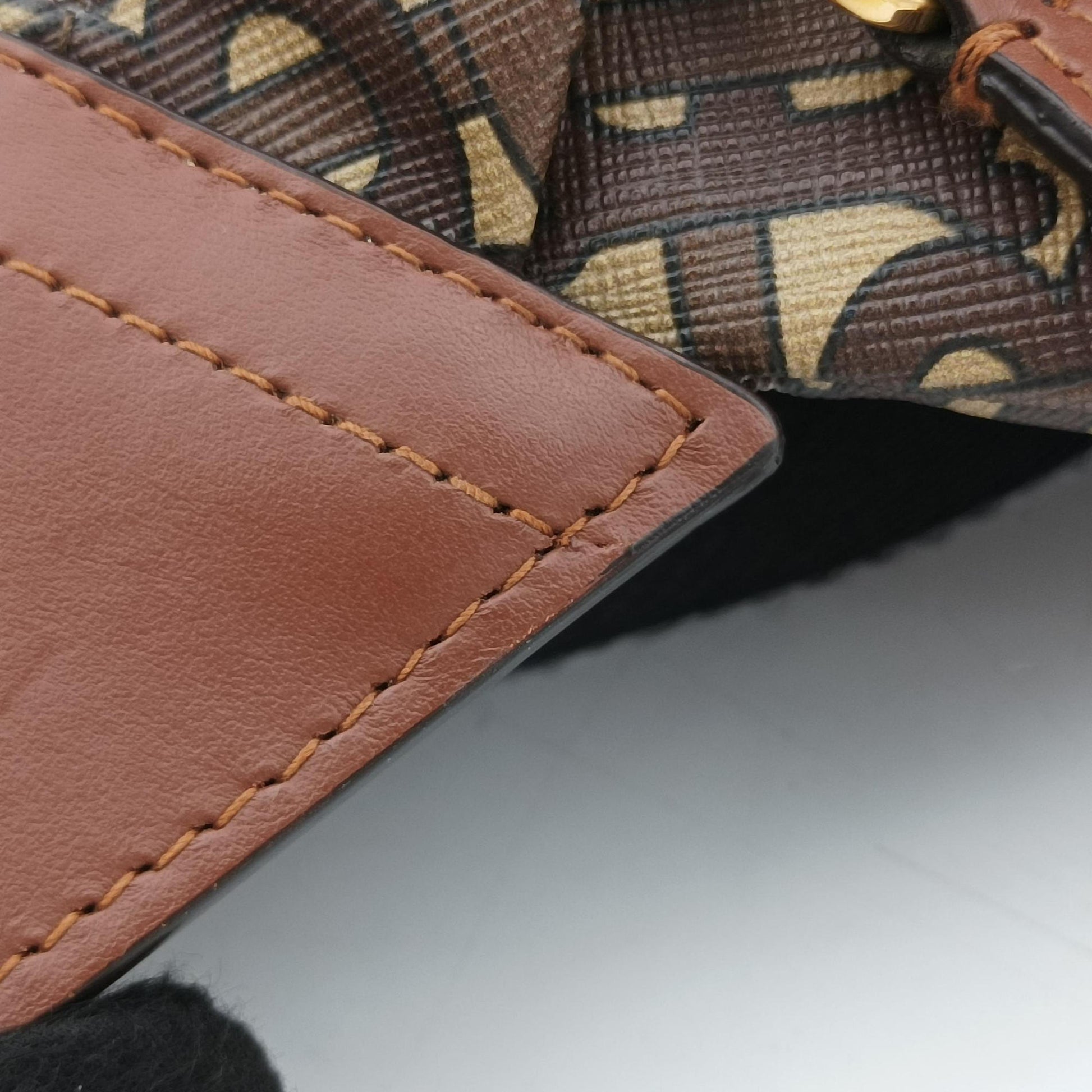 Monogram Stripe Brown×Multicolour PVC coated canvas x leather ITSAMSRL3335CAMモノグラムストライプ ブラウン×マルチカラー PVCコーティングキャンバス×レザー ITSAMSRL3335CAM