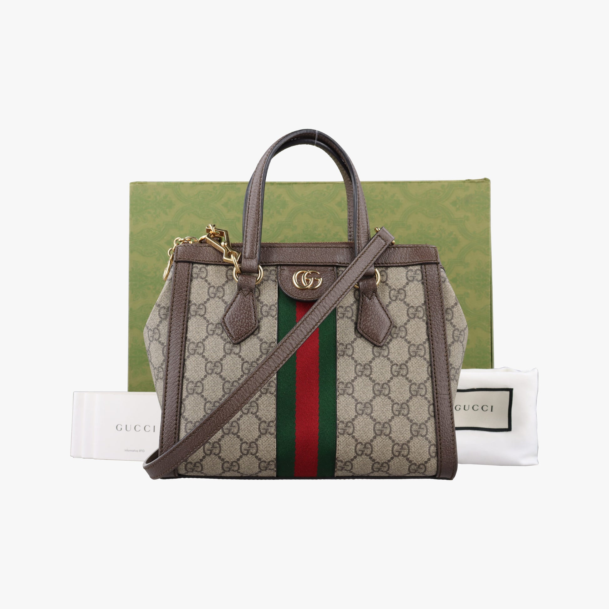 Ophidia brown×red×green PVC coated canvas×Leather 547551 G032457696オフィディア ブラウン×レッド×グリーン PVCコーティングキャンバス×レザー 547551 G032457696