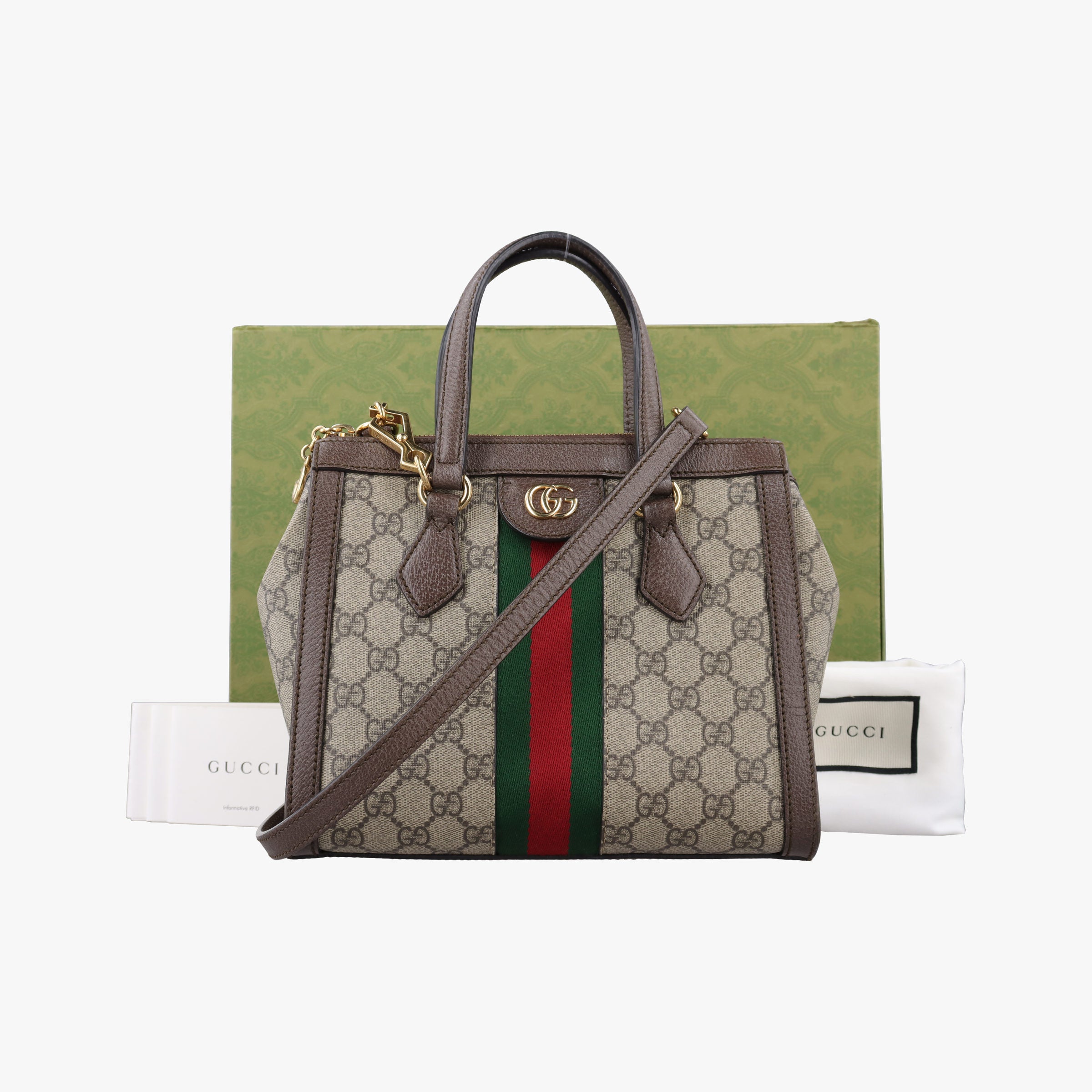 Ophidia brown×red×green PVC coated canvas×Leather 547551 G032457696オフィディア ブラウン×レッド×グリーン PVCコーティングキャンバス×レザー 547551 G032457696