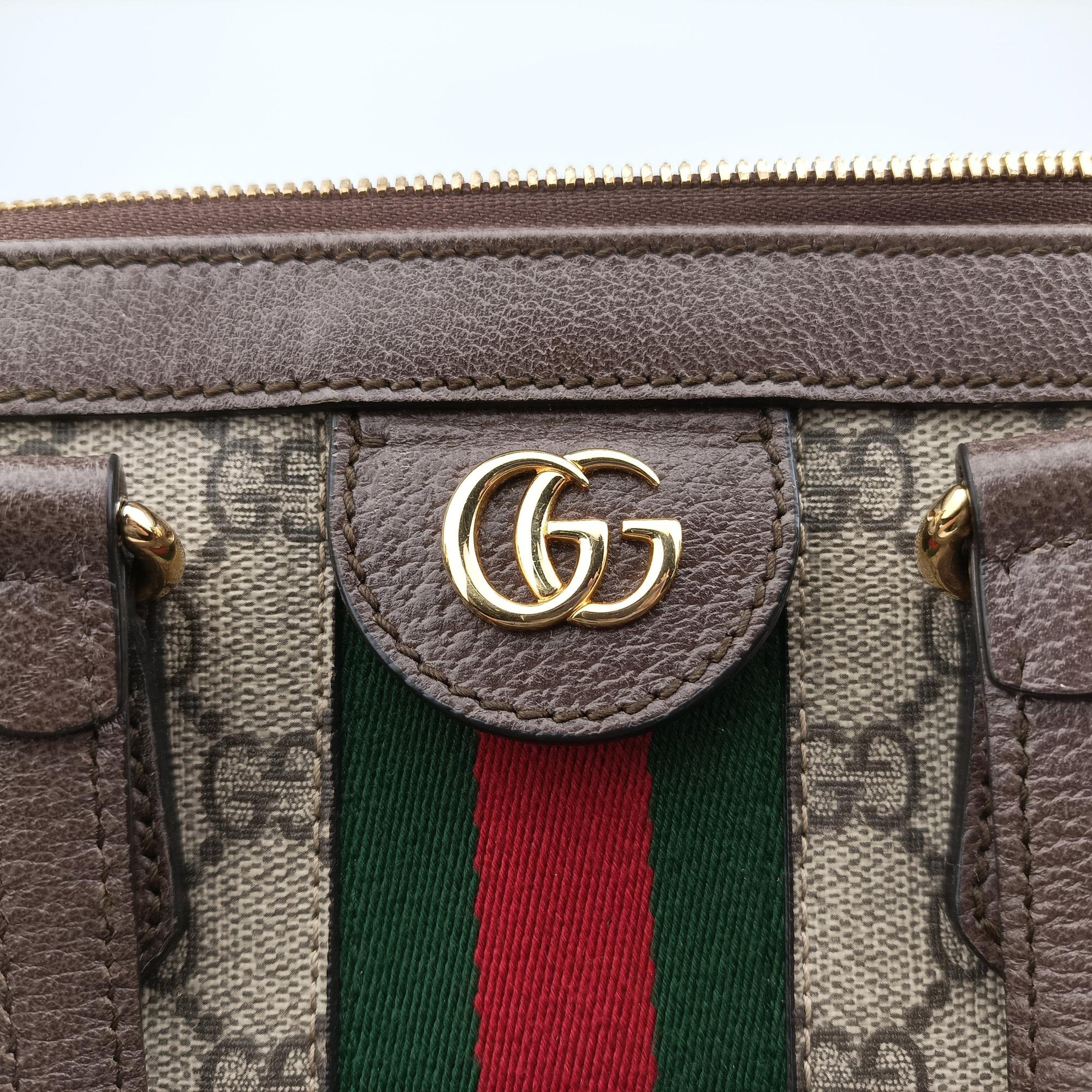 Ophidia brown×red×green PVC coated canvas×Leather 547551 G032457696オフィディア ブラウン×レッド×グリーン PVCコーティングキャンバス×レザー 547551 G032457696