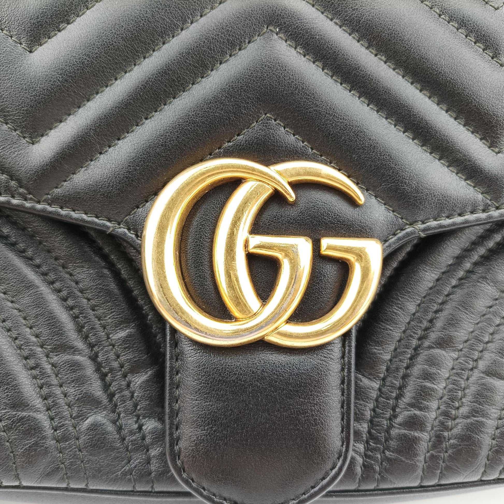 GG Marmont Black Leather 443497 D028585851GGマーモント ブラック レザー 443497 D028585851